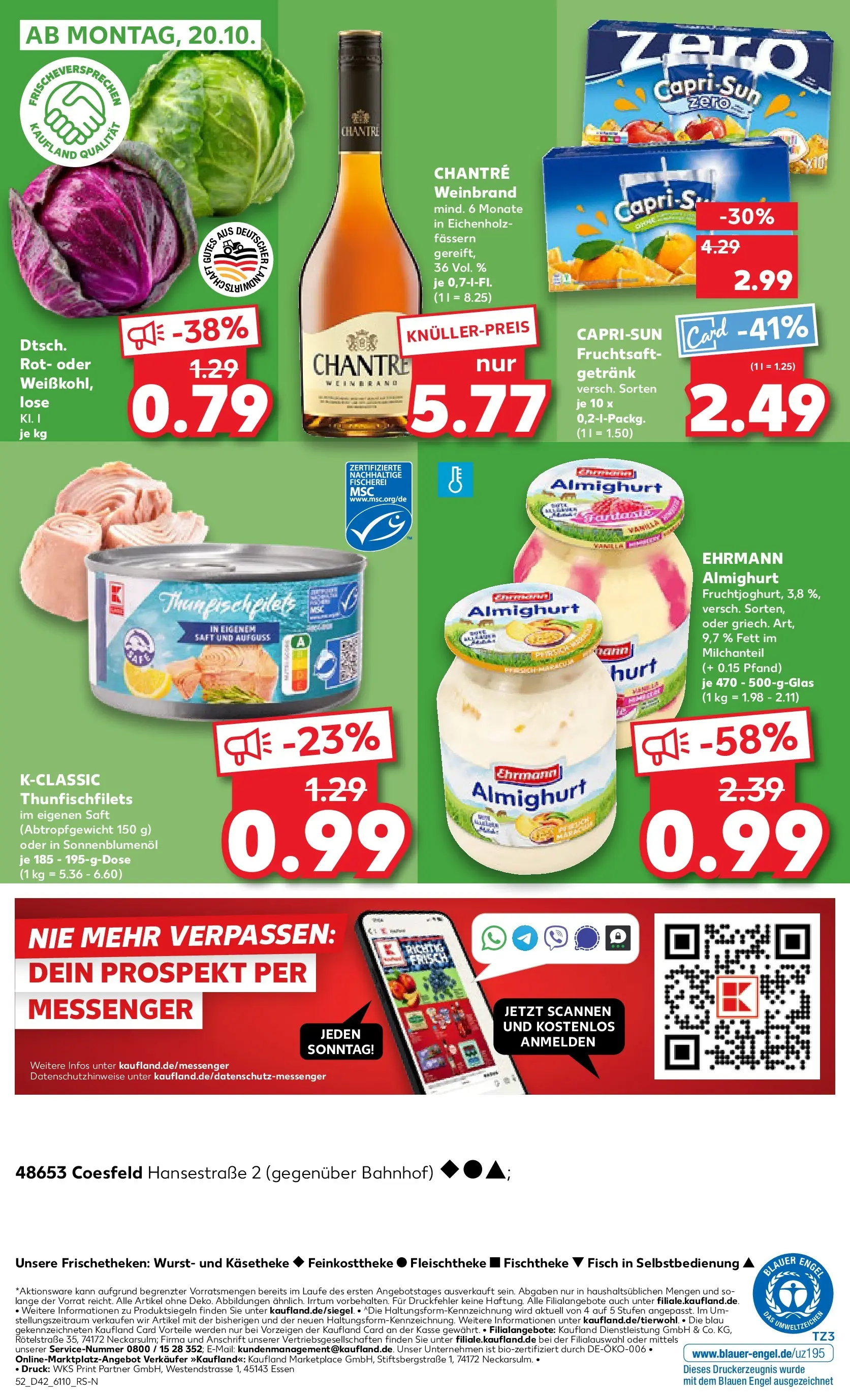 Prospekt Kaufland ab 15.10.2025 » Angebote und Werbung Online | Seite: 52 | Produkte: Ehrmann almighurt, Sonnenblumenol, Saft, Fruchtsaft Prospekt Kaufland ab 15.10.2025 » Angebote Online zum Blättern | Seite: 52 | Produkte: Ehrmann almighurt, Sonnenblumenol, Saft, Fruchtsaft