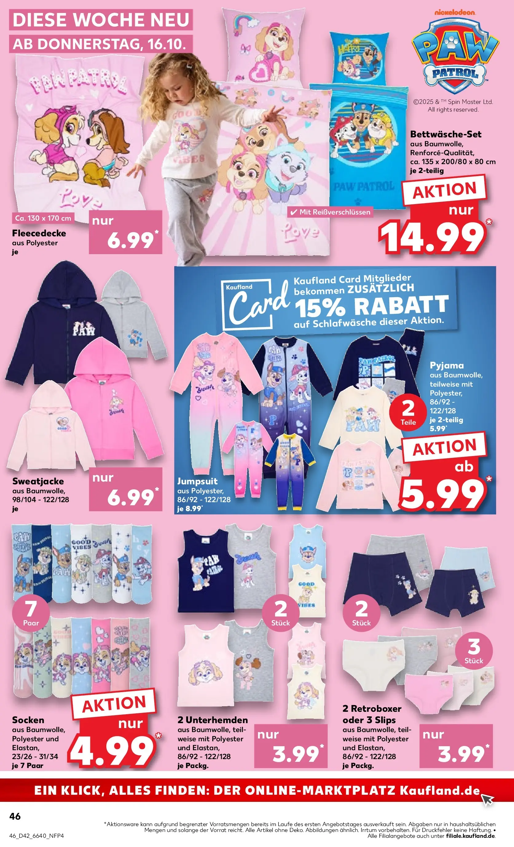 Prospekt Kaufland ab 15.10.2025 » Angebote Online zum Blättern | Seite: 54 | Produkte: Jumpsuit, Sweatjacke, Socken, Pyjama