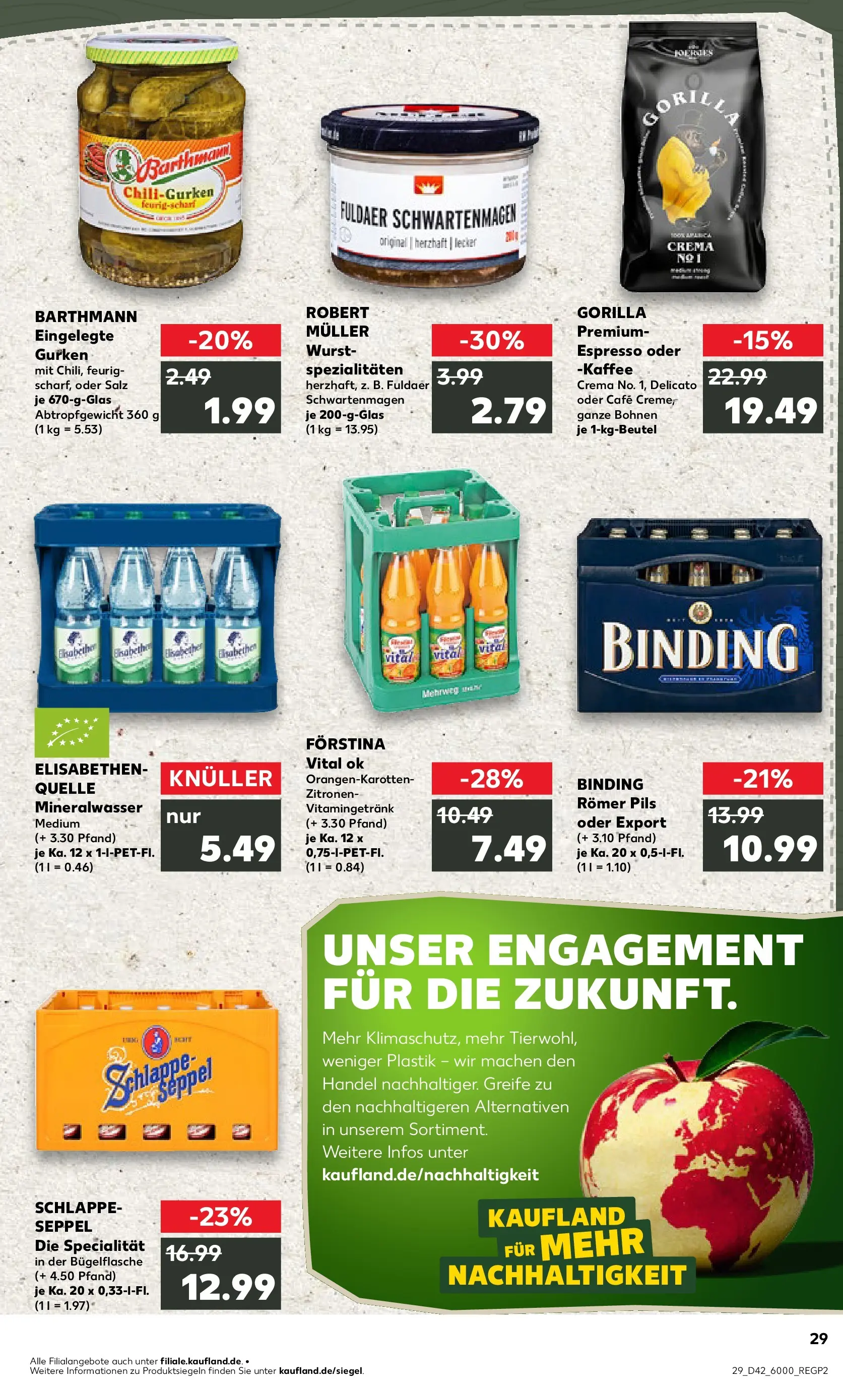 Prospekt Kaufland ab 15.10.2025 » Angebote und Werbung Online | Seite: 29 | Produkte: Mineralwasser, Wurst, Gurken, Zitronen Prospekt Kaufland ab 15.10.2025 » Angebote Online zum Blättern | Seite: 29 | Produkte: Mineralwasser, Wurst, Gurken, Zitronen