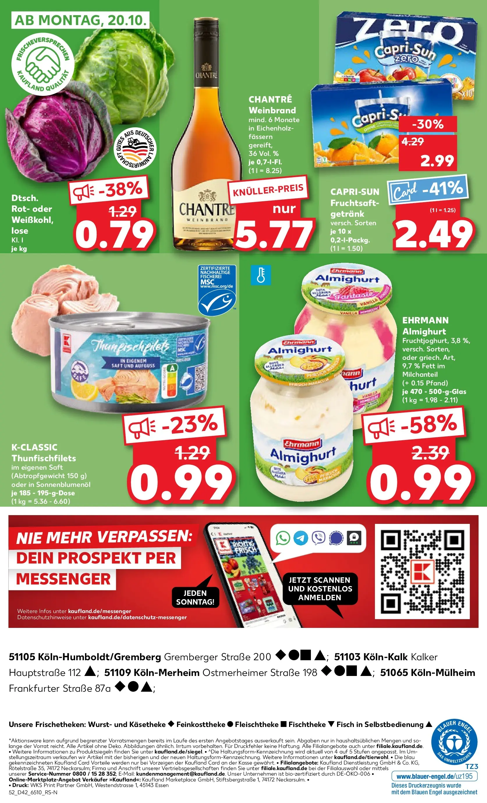 Prospekt Kaufland ab 15.10.2025 » Angebote Online zum Blättern | Seite: 52 | Produkte: Ehrmann almighurt, Chantré, Wurst, Saft