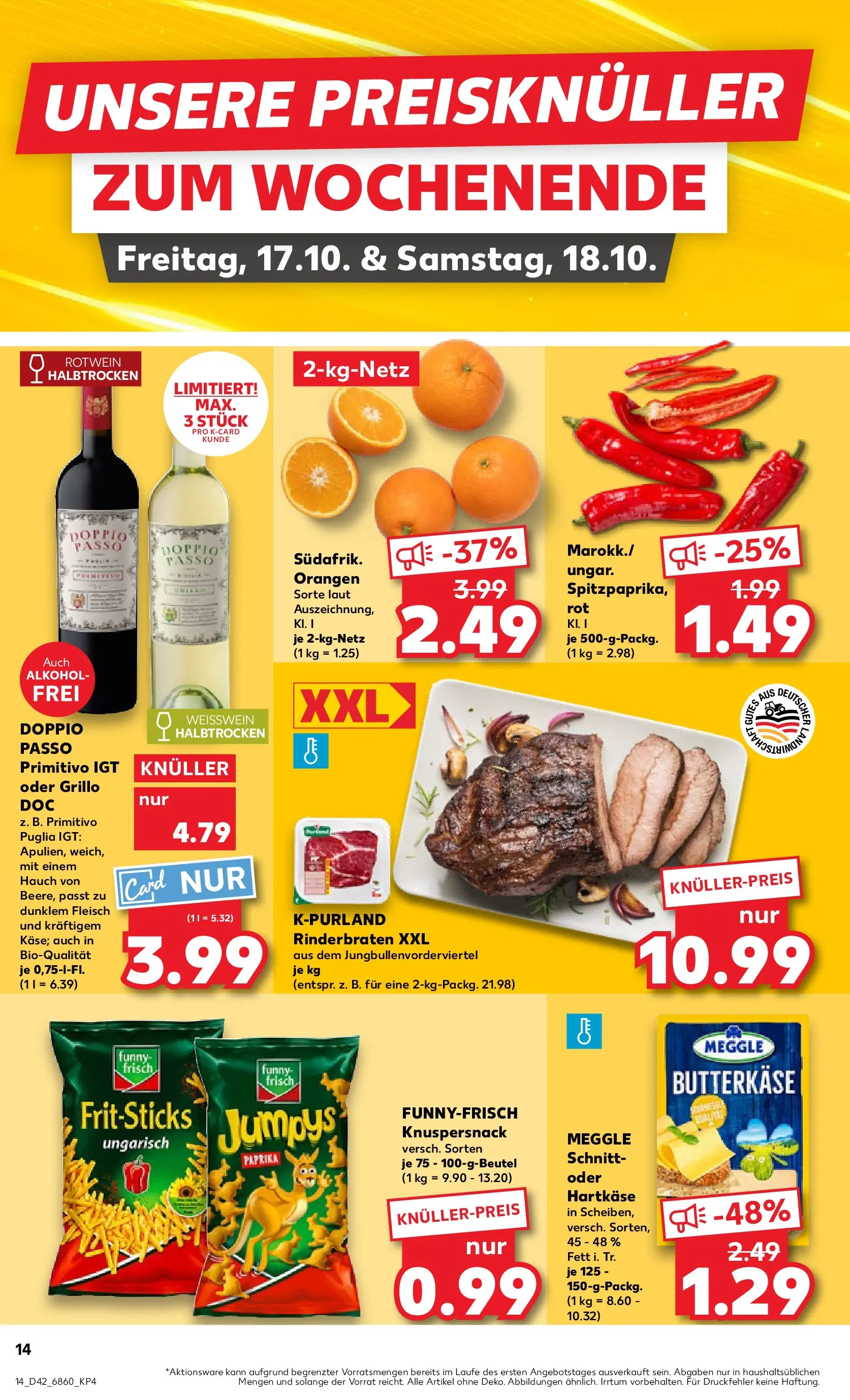 Prospekt Kaufland ab 15.10.2025 » Angebote und Werbung Online | Seite: 14 | Produkte: Weißwein, Rotwein halbtrocken, Weißwein halbtrocken, Paprika Prospekt Kaufland ab 15.10.2025 » Angebote Online zum Blättern | Seite: 14 | Produkte: Weißwein, Rotwein halbtrocken, Weißwein halbtrocken, Paprika