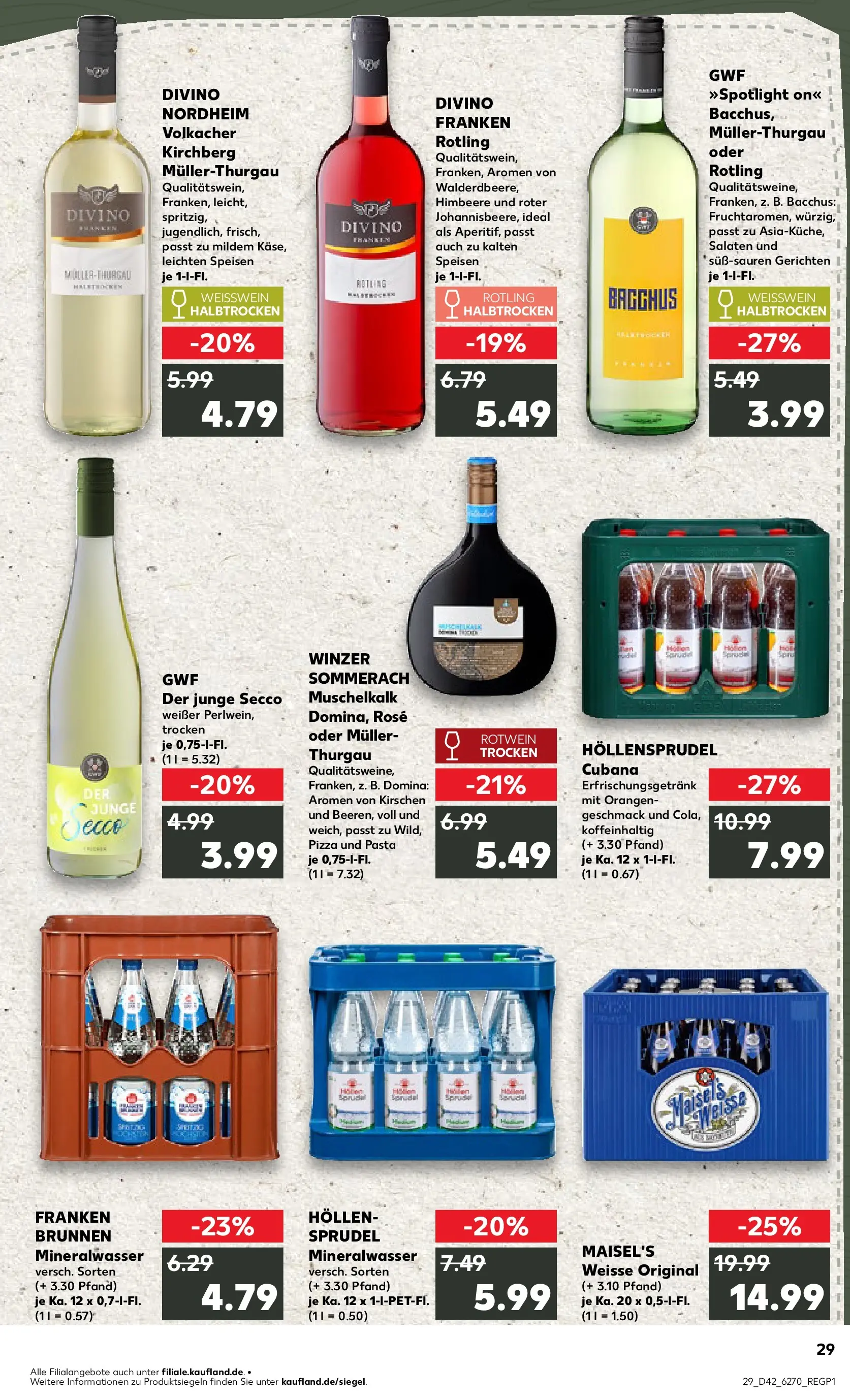 Prospekt Kaufland ab 15.10.2025 » Angebote und Werbung Online | Seite: 29 | Produkte: Weißwein, Mineralwasser, Himbeere, Pasta Prospekt Kaufland ab 15.10.2025 » Angebote Online zum Blättern | Seite: 29 | Produkte: Weißwein, Mineralwasser, Himbeere, Pasta