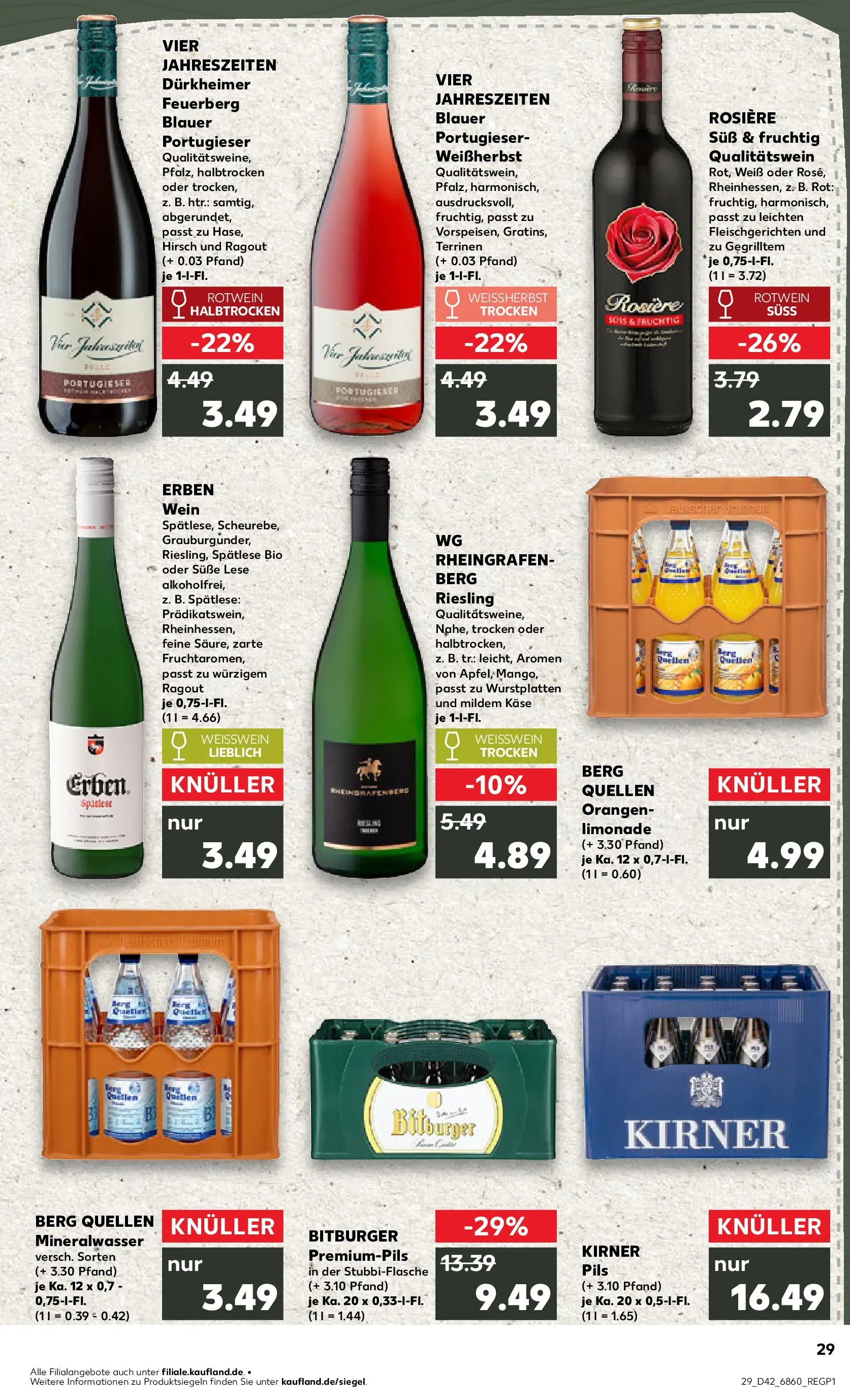 Prospekt Kaufland ab 15.10.2025 » Angebote und Werbung Online | Seite: 29 | Produkte: Rotwein, Rotwein halbtrocken, Limonade, Mineralwasser Prospekt Kaufland ab 15.10.2025 » Angebote Online zum Blättern | Seite: 29 | Produkte: Rotwein, Rotwein halbtrocken, Limonade, Mineralwasser