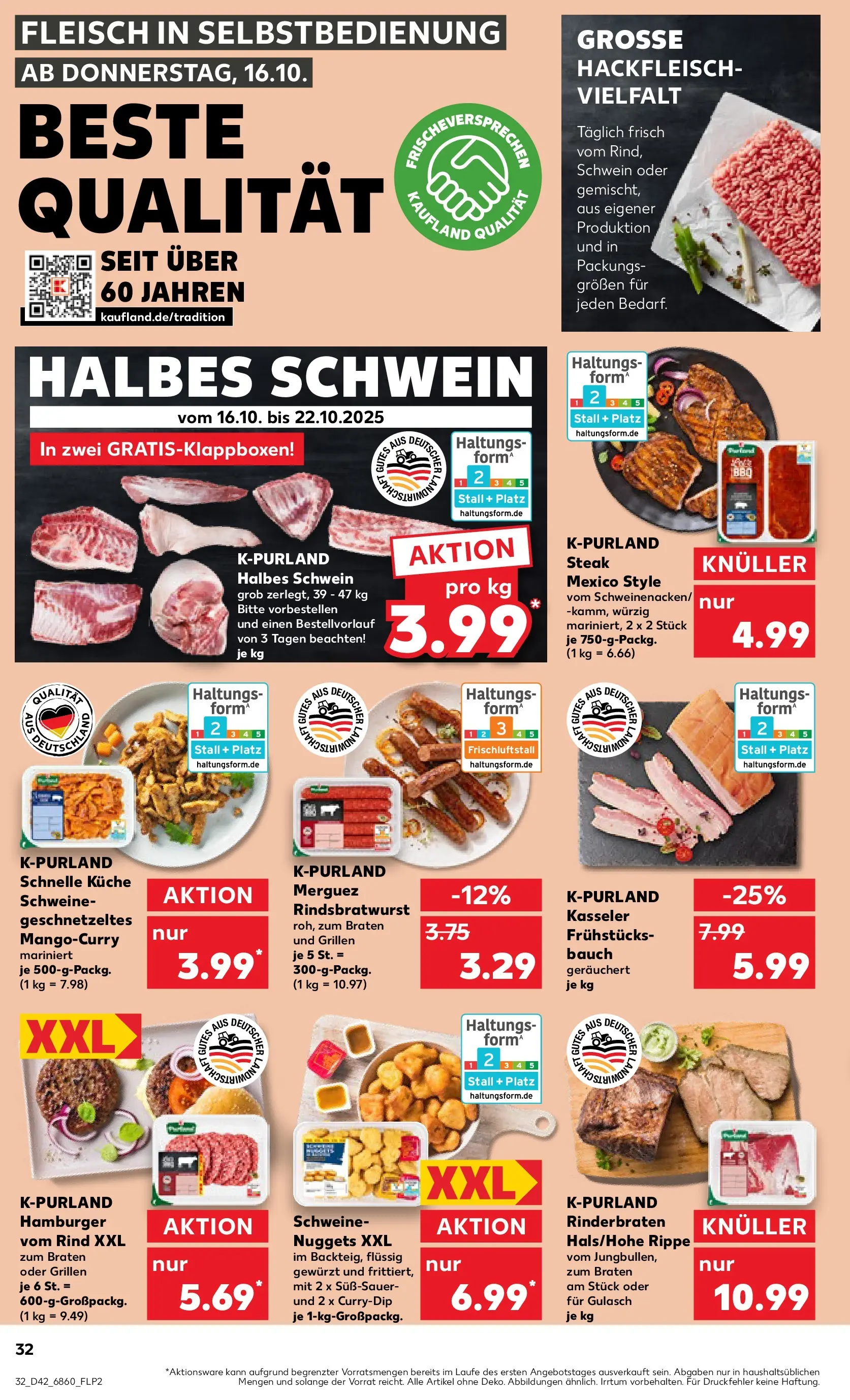 Prospekt Kaufland ab 15.10.2025 » Angebote und Werbung Online | Seite: 32 | Produkte: Gulasch, Steak, Fleisch, Hackfleisch Prospekt Kaufland ab 15.10.2025 » Angebote Online zum Blättern | Seite: 32 | Produkte: Gulasch, Steak, Fleisch, Hackfleisch