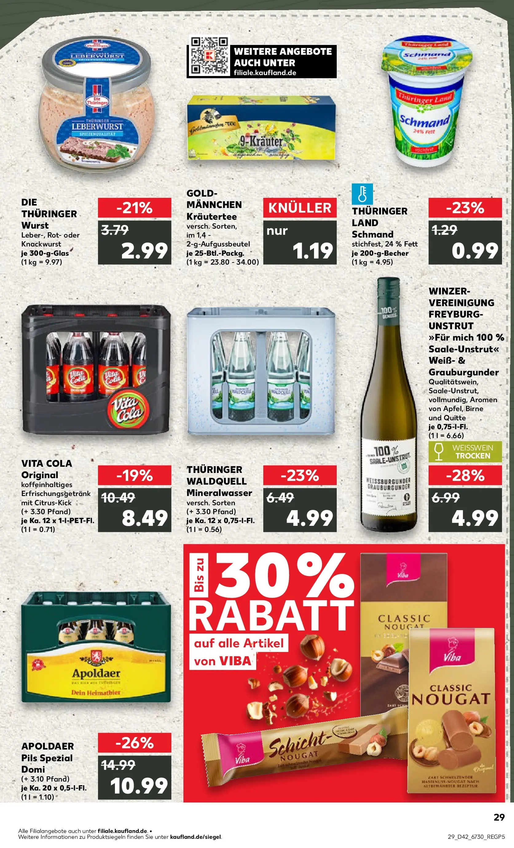 Prospekt Kaufland ab 15.10.2025 » Angebote und Werbung Online | Seite: 29 | Produkte: Cola, Weißwein, Mineralwasser, Wurst Prospekt Kaufland ab 15.10.2025 » Angebote Online zum Blättern | Seite: 29 | Produkte: Cola, Weißwein, Mineralwasser, Wurst