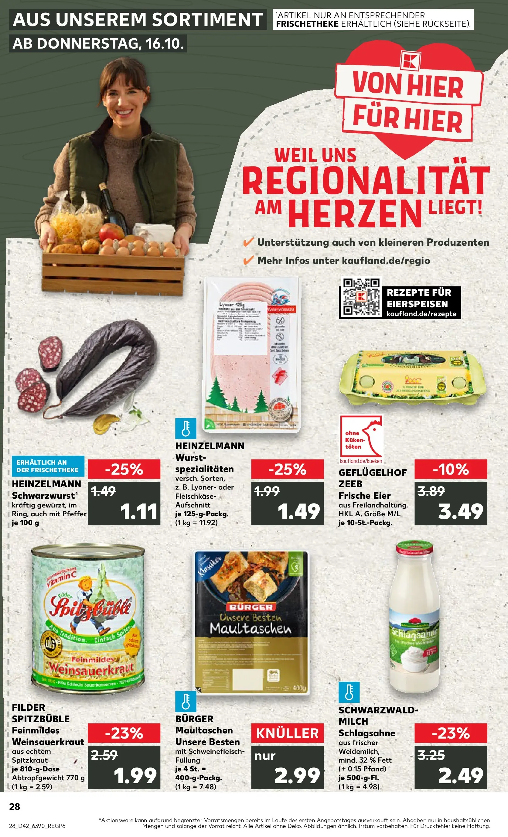 Prospekt Kaufland ab 15.10.2025 » Angebote und Werbung Online | Seite: 28 | Produkte: Milch, Eier, Wurst, Maultaschen Prospekt Kaufland ab 15.10.2025 » Angebote Online zum Blättern | Seite: 28 | Produkte: Milch, Eier, Wurst, Maultaschen