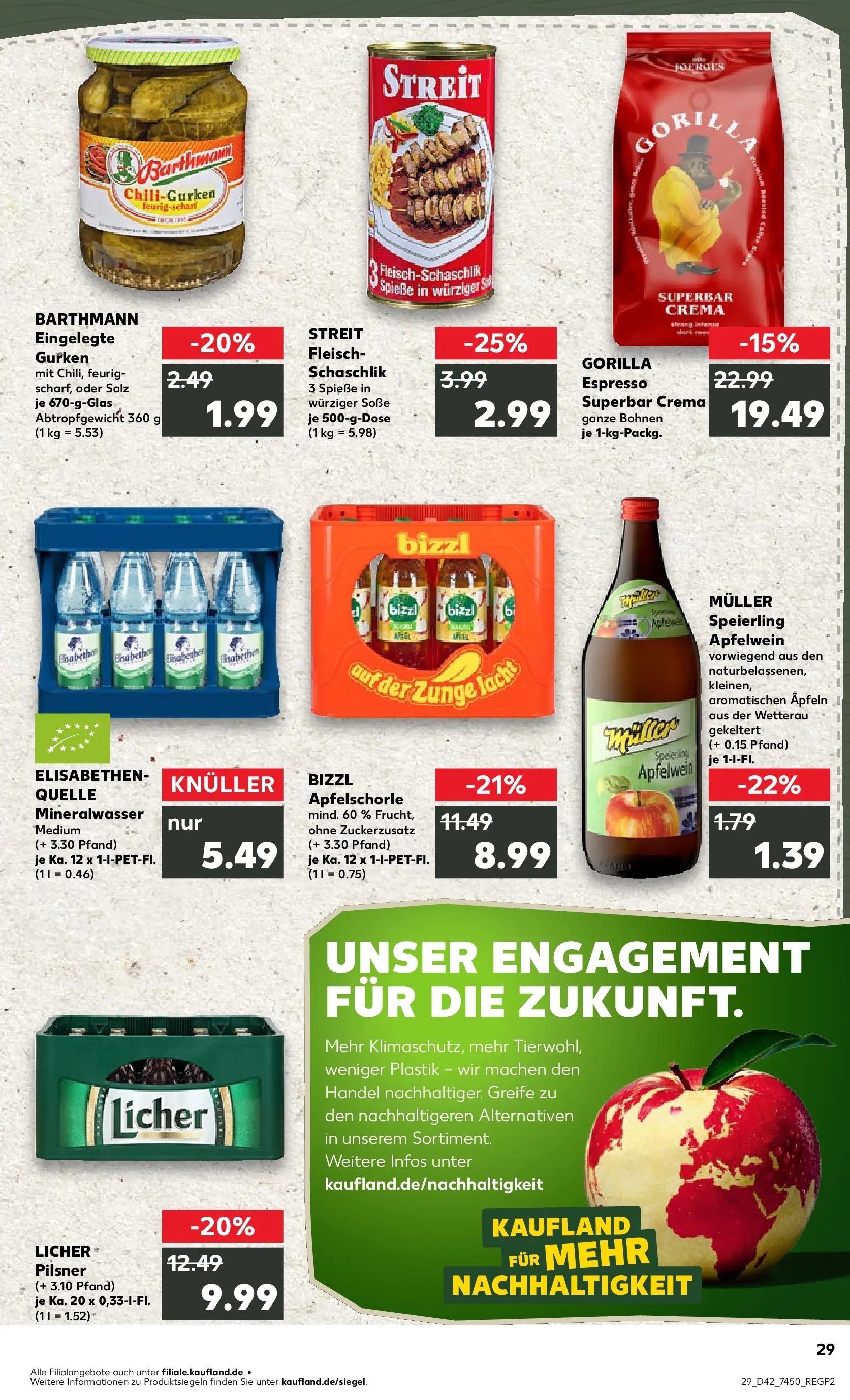 Prospekt Kaufland ab 15.10.2025 » Angebote und Werbung Online | Seite: 29 | Produkte: Spieße, Mineralwasser, Fleisch, Gurken Prospekt Kaufland ab 15.10.2025 » Angebote Online zum Blättern | Seite: 29 | Produkte: Spieße, Mineralwasser, Fleisch, Gurken