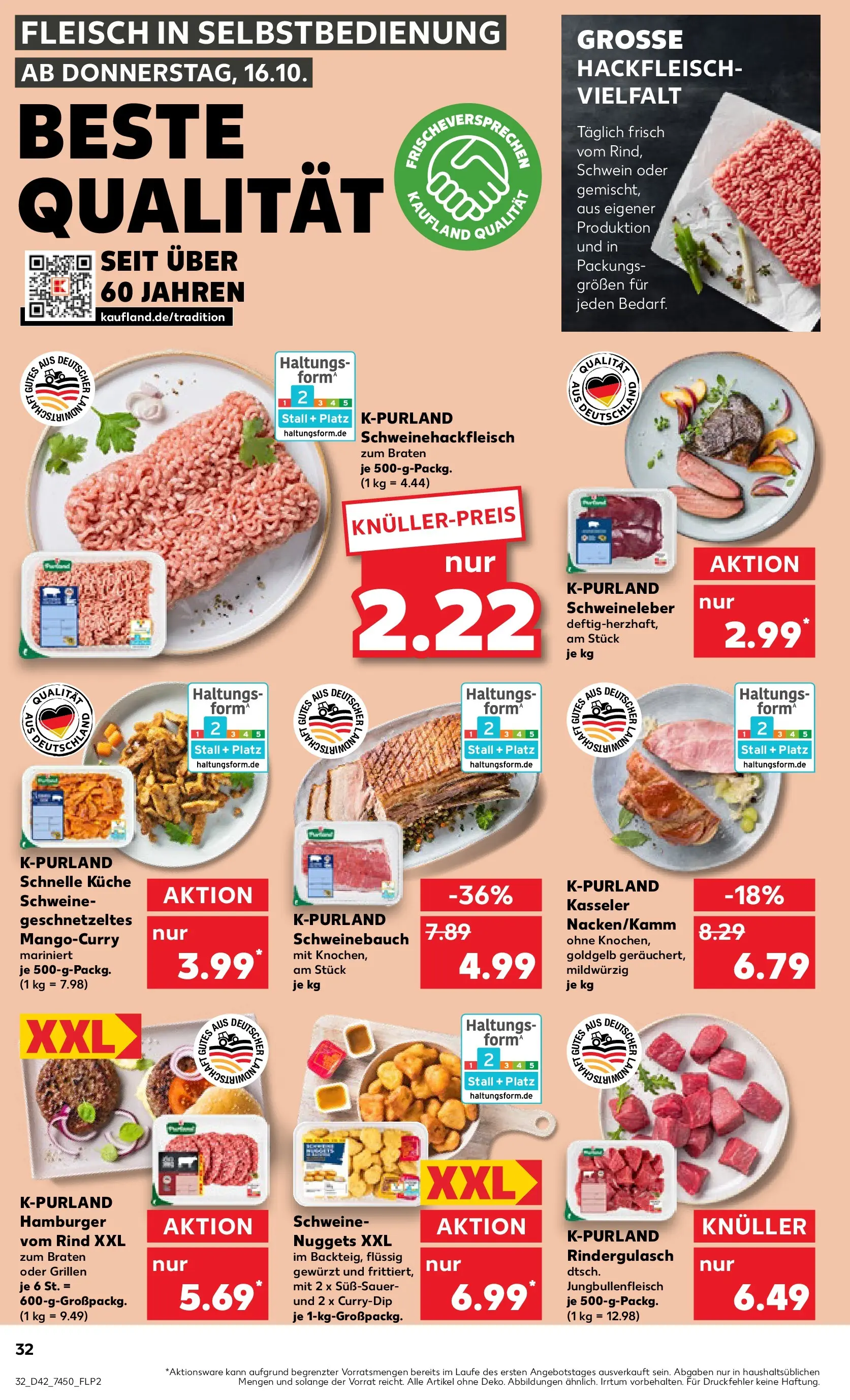 Prospekt Kaufland ab 15.10.2025 » Angebote und Werbung Online | Seite: 32 | Produkte: Rindergulasch, Küche, Burger, Hackfleisch Prospekt Kaufland ab 15.10.2025 » Angebote Online zum Blättern | Seite: 32 | Produkte: Rindergulasch, Küche, Burger, Hackfleisch