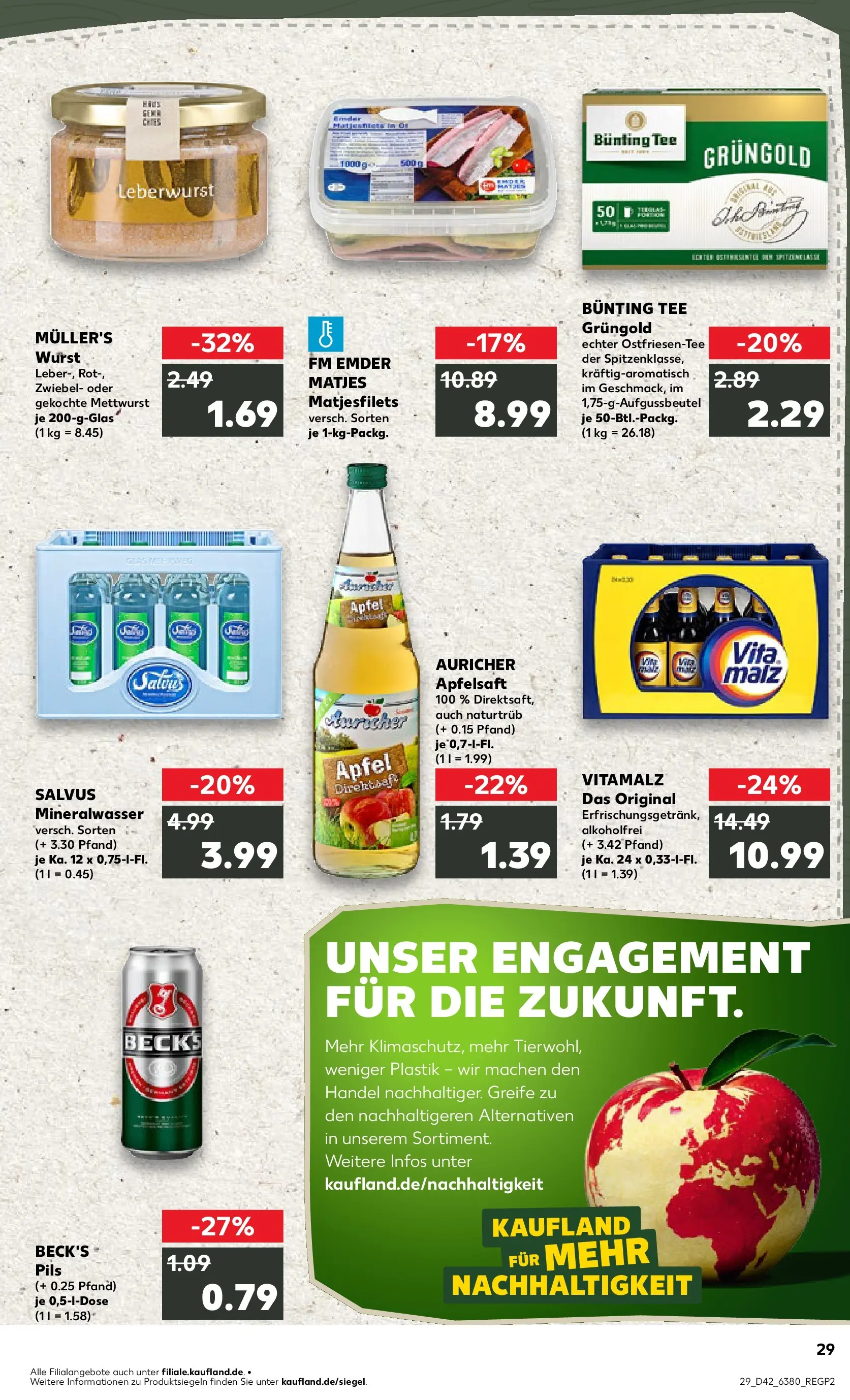 Prospekt Kaufland ab 15.10.2025 » Angebote und Werbung Online | Seite: 29 | Produkte: Apfelsaft, Apple, Wurst, Tee Prospekt Kaufland ab 15.10.2025 » Angebote Online zum Blättern | Seite: 29 | Produkte: Apfelsaft, Apple, Wurst, Tee