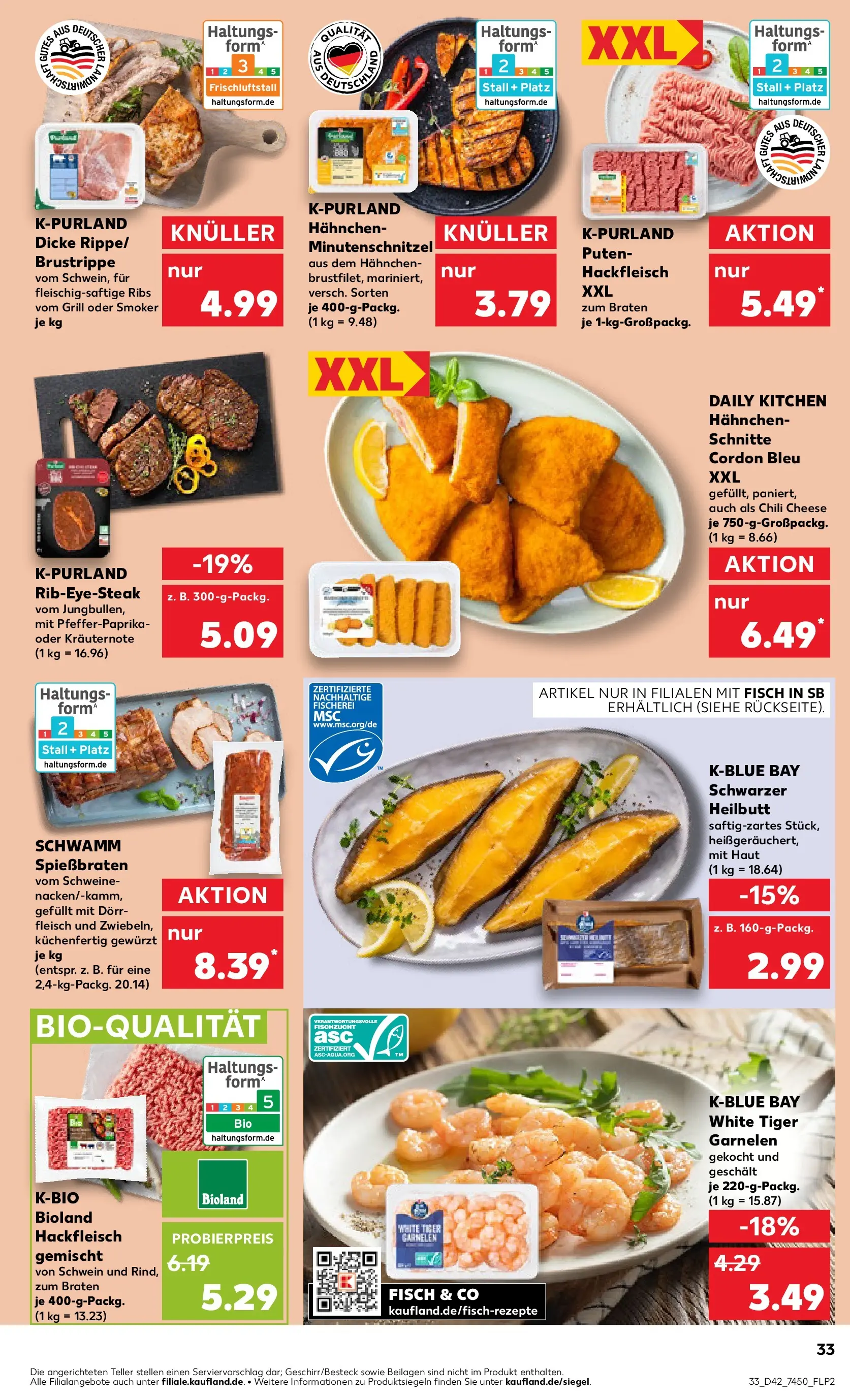 Prospekt Kaufland ab 15.10.2025 » Angebote und Werbung Online | Seite: 33 | Produkte: Fisch, Steak, Fleisch, Hackfleisch Prospekt Kaufland ab 15.10.2025 » Angebote Online zum Blättern | Seite: 33 | Produkte: Fisch, Steak, Fleisch, Hackfleisch