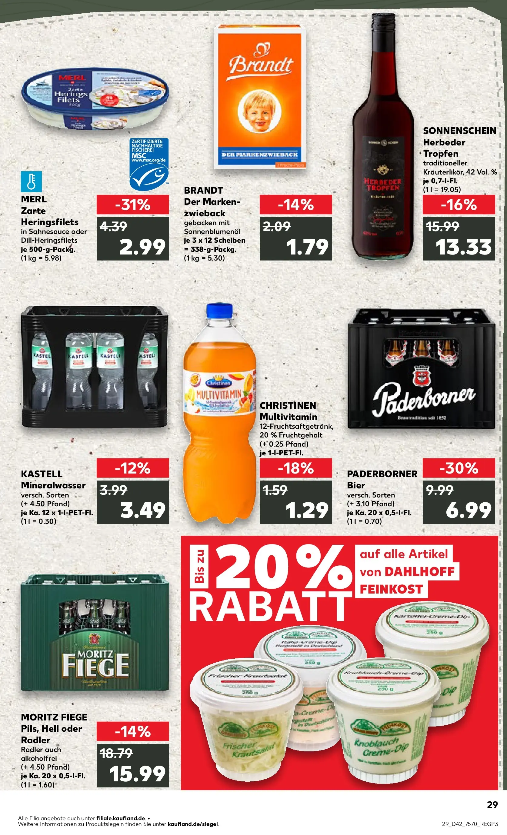 Prospekt Kaufland ab 15.10.2025 » Angebote und Werbung Online | Seite: 29 | Produkte: Bier, Sonnenblumenol, Mineralwasser, Knoblauch Prospekt Kaufland ab 15.10.2025 » Angebote Online zum Blättern | Seite: 29 | Produkte: Bier, Sonnenblumenol, Mineralwasser, Knoblauch