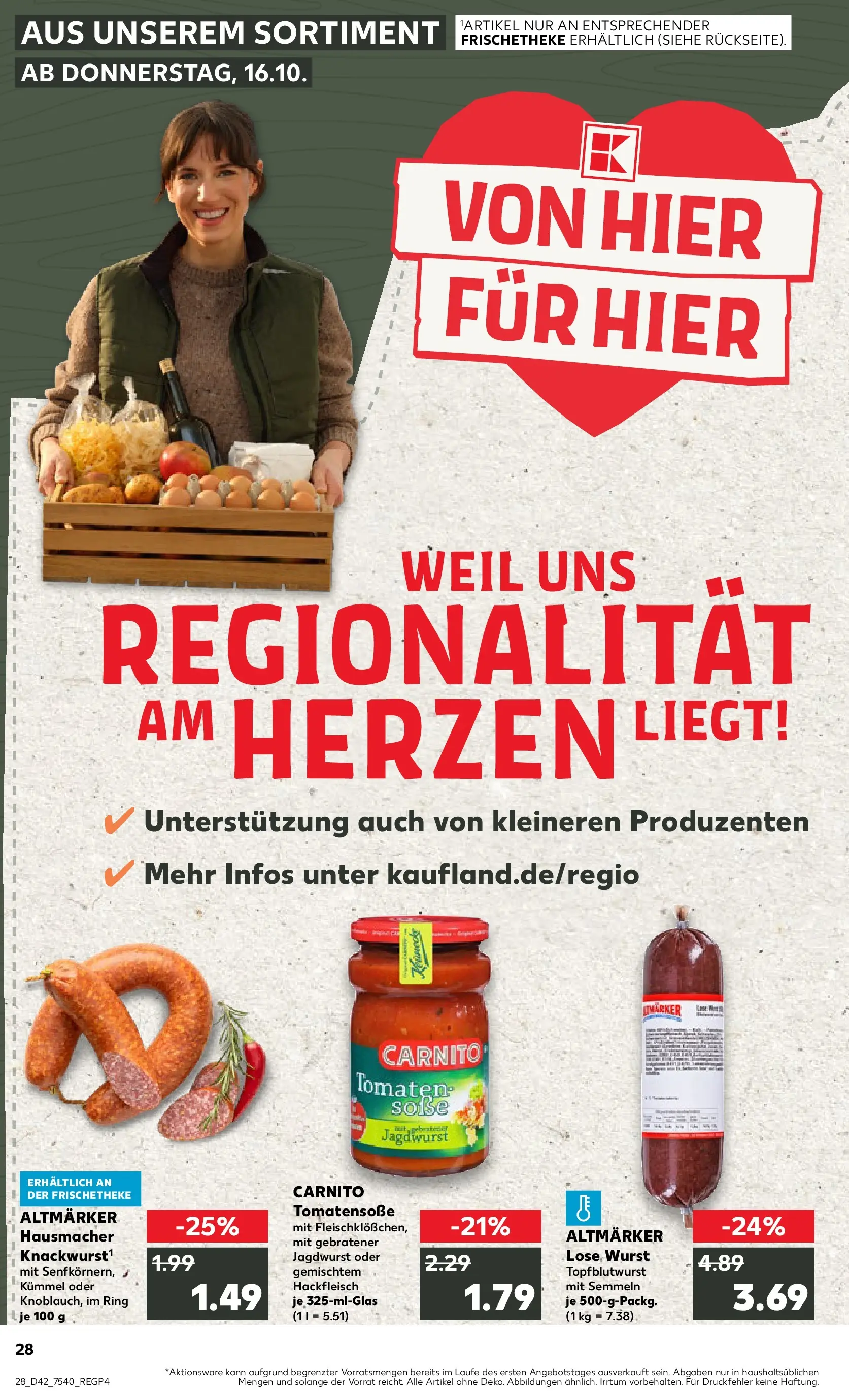 Prospekt Kaufland ab 15.10.2025 » Angebote und Werbung Online | Seite: 28 | Produkte: Tomaten, Wurst, Hackfleisch Prospekt Kaufland ab 15.10.2025 » Angebote Online zum Blättern | Seite: 28 | Produkte: Tomaten, Wurst, Hackfleisch