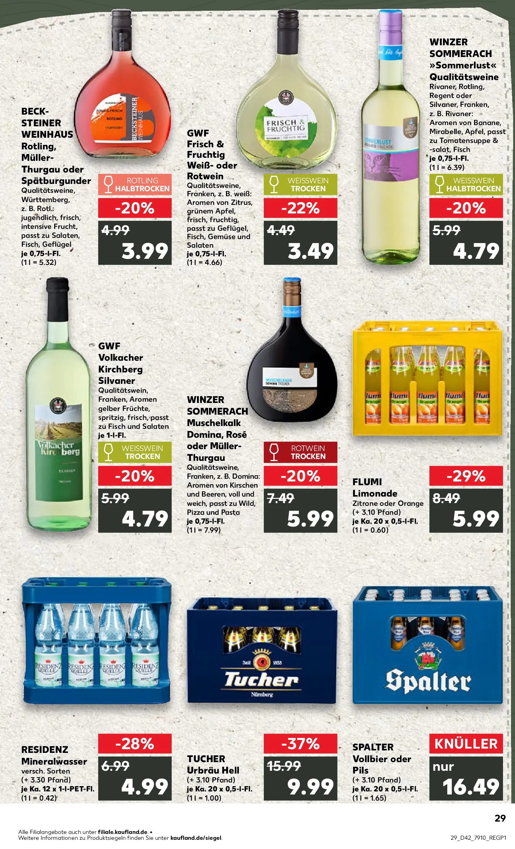 Prospekt Kaufland ab 15.10.2025 » Angebote und Werbung Online | Seite: 29 | Produkte: Rotwein trocken, Limonade, Mineralwasser, Pasta Prospekt Kaufland ab 15.10.2025 » Angebote Online zum Blättern | Seite: 29 | Produkte: Rotwein trocken, Limonade, Mineralwasser, Pasta