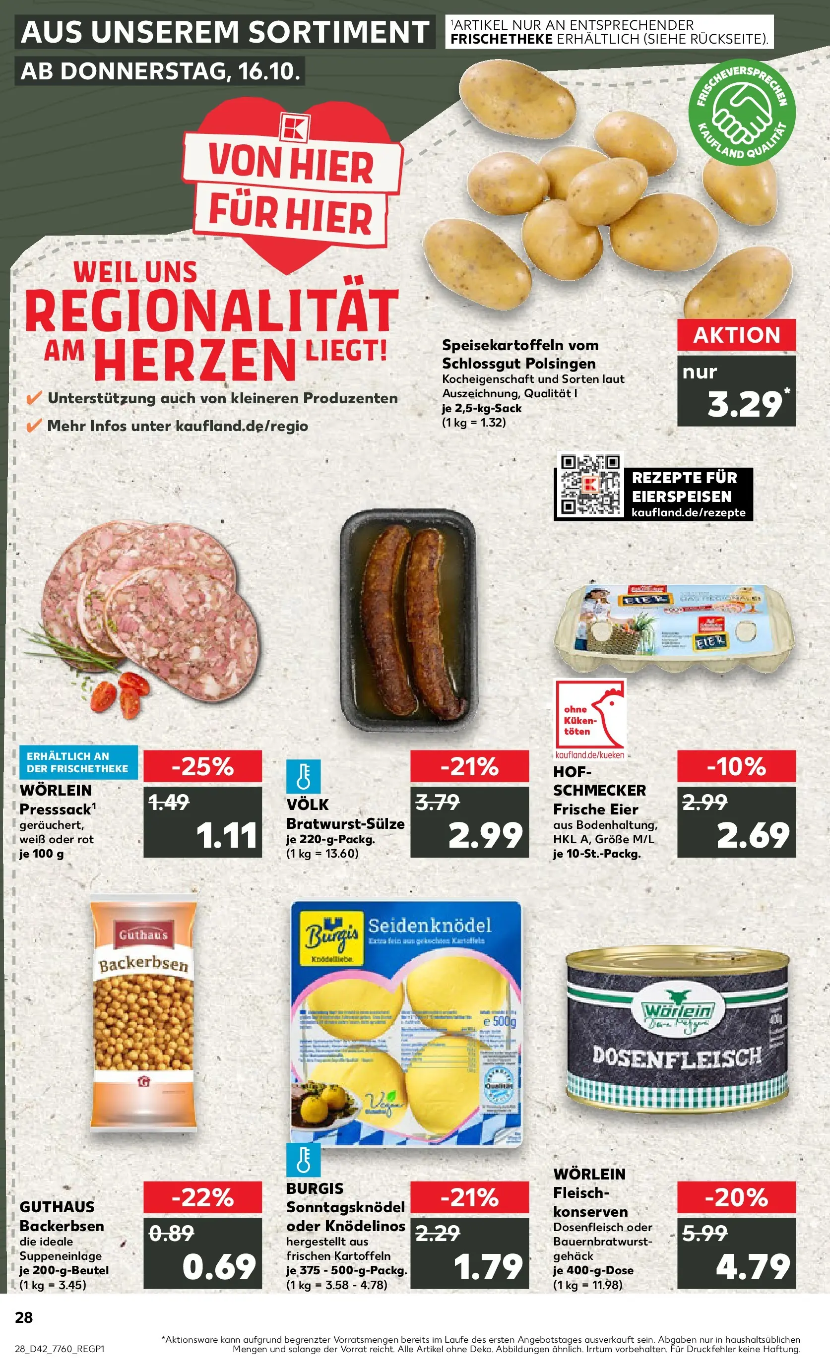 Prospekt Kaufland ab 15.10.2025 » Angebote Online zum Blättern | Seite: 28 | Produkte: Eier, Kartoffeln, Fleisch