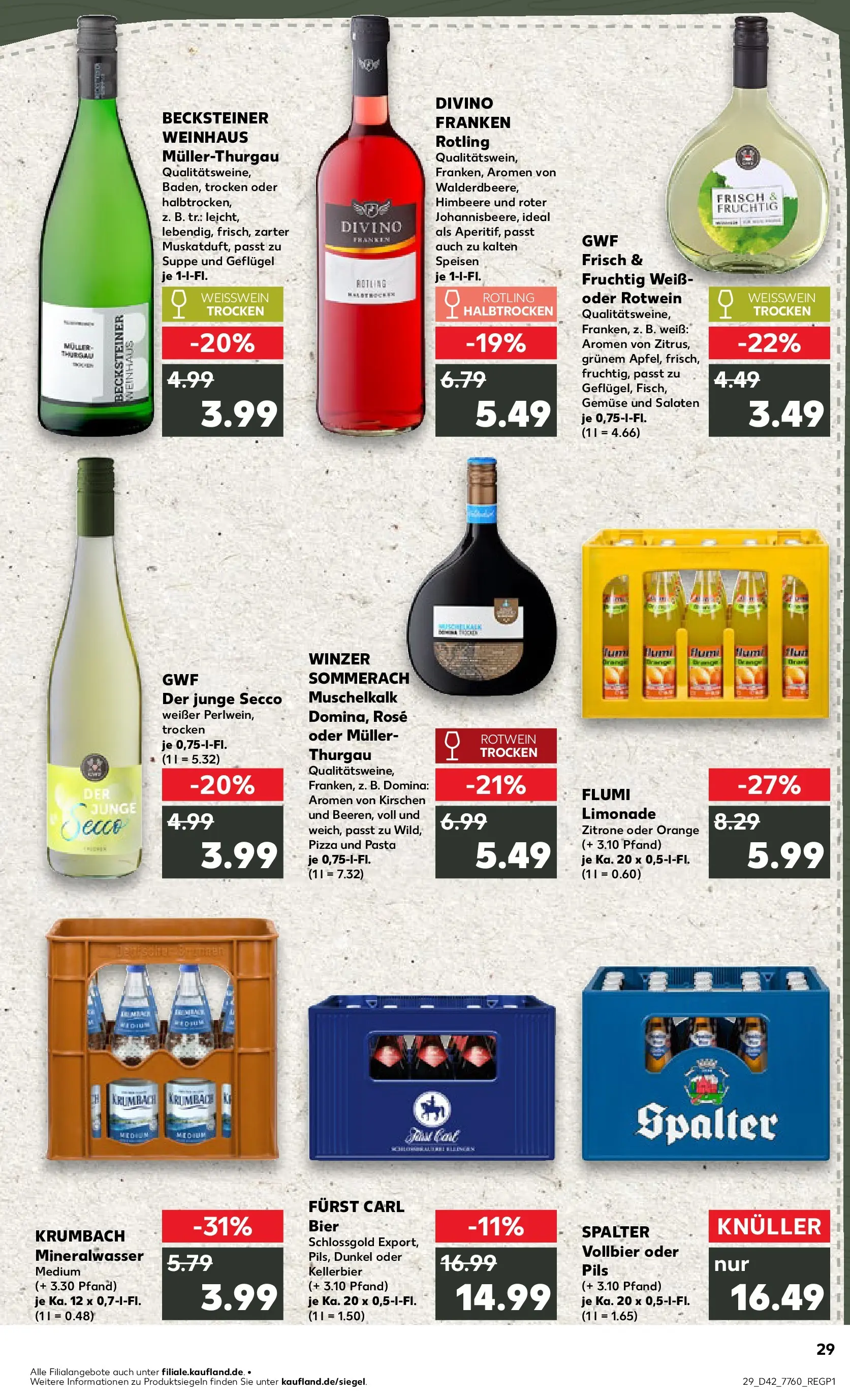 Prospekt Kaufland ab 15.10.2025 » Angebote Online zum Blättern | Seite: 29 | Produkte: Bier, Pils, Mineralwasser, Zitrone