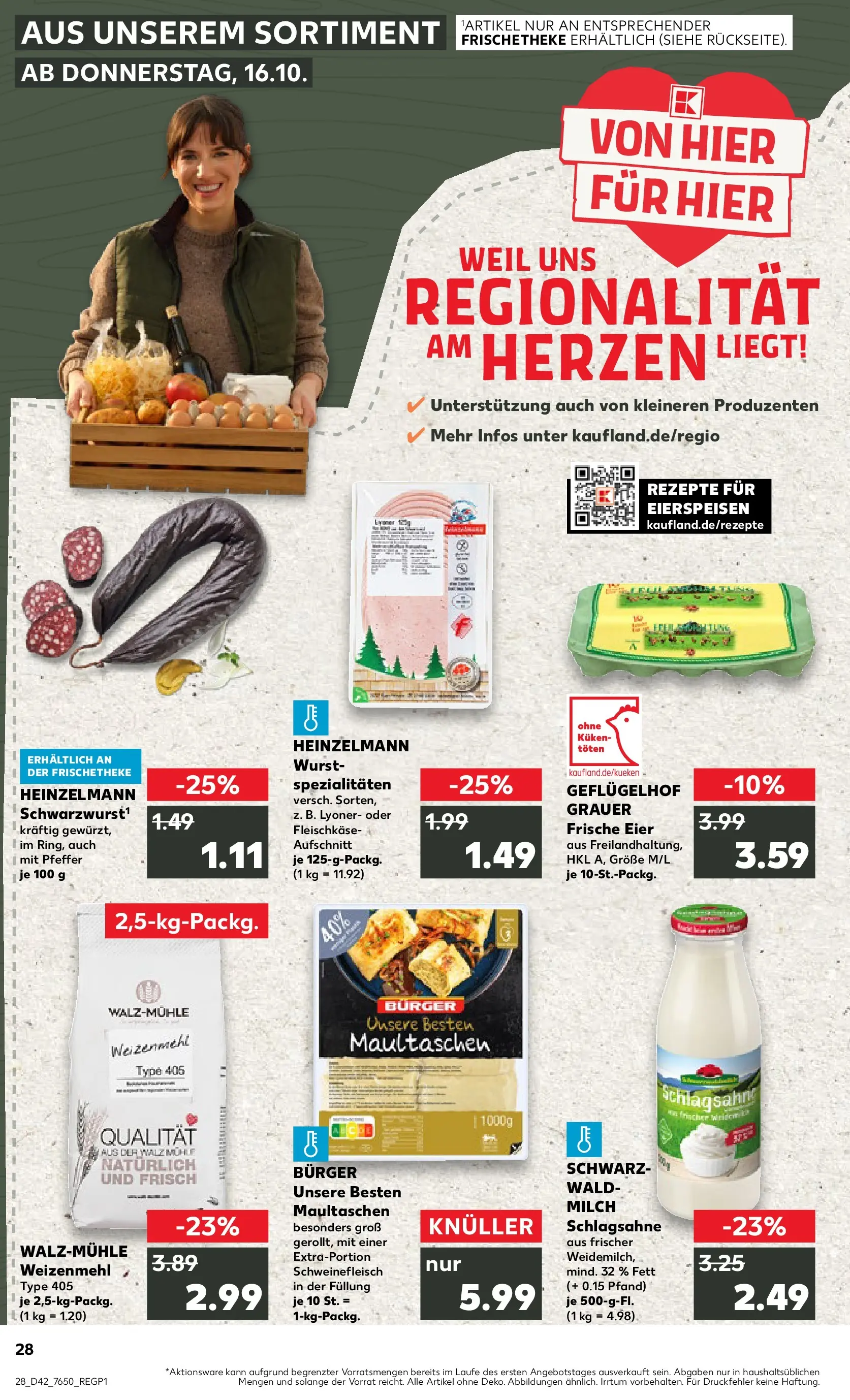 Prospekt Kaufland ab 15.10.2025 » Angebote und Werbung Online | Seite: 28 | Produkte: Weizenmehl, Pfeffer, Schweinefleisch, Maultaschen Prospekt Kaufland ab 15.10.2025 » Angebote Online zum Blättern | Seite: 28 | Produkte: Weizenmehl, Pfeffer, Schweinefleisch, Maultaschen