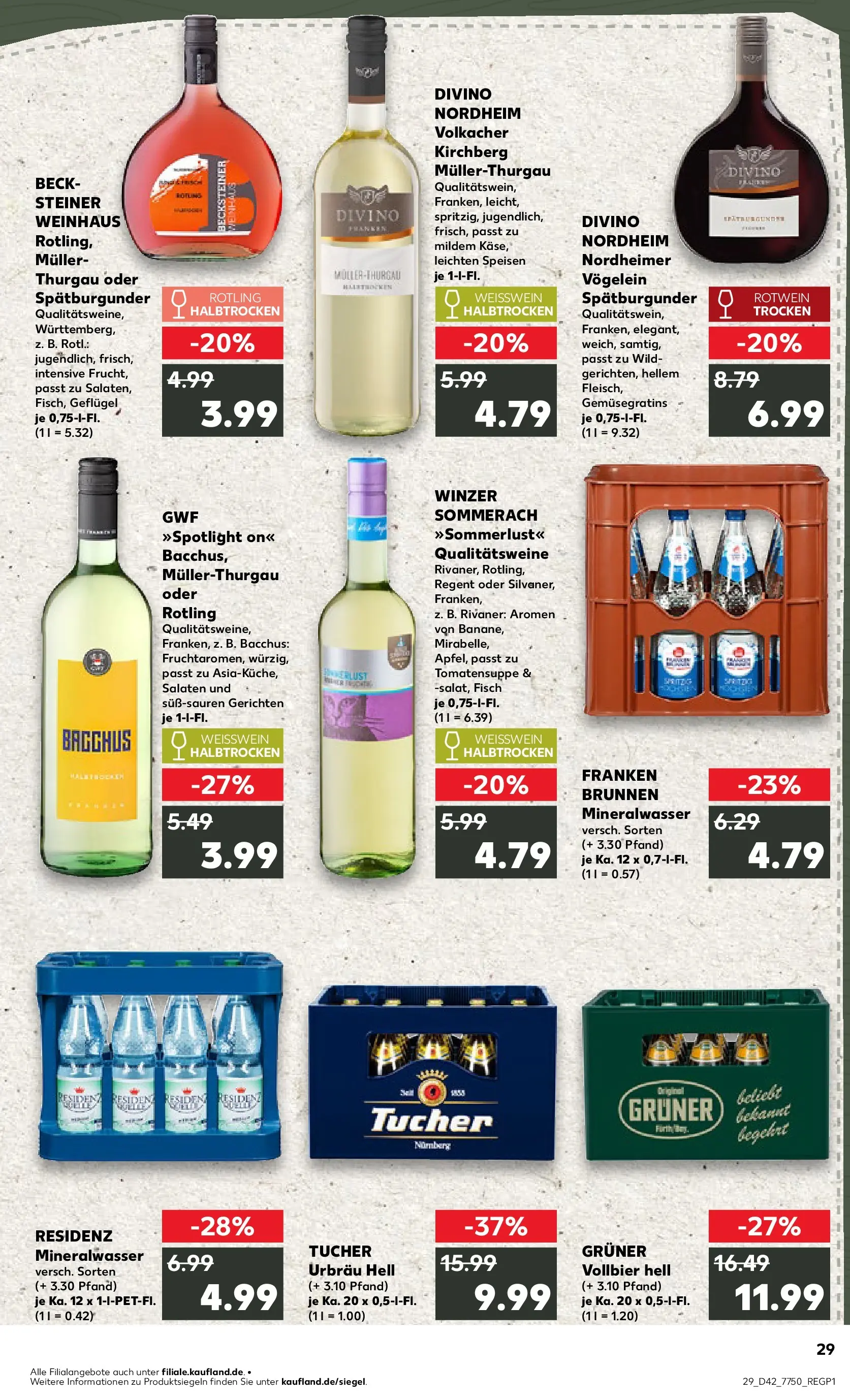 Prospekt Kaufland ab 15.10.2025 » Angebote und Werbung Online | Seite: 29 | Produkte: Weißwein, Rotwein, Mineralwasser, Fisch Prospekt Kaufland ab 15.10.2025 » Angebote Online zum Blättern | Seite: 29 | Produkte: Weißwein, Rotwein, Mineralwasser, Fisch