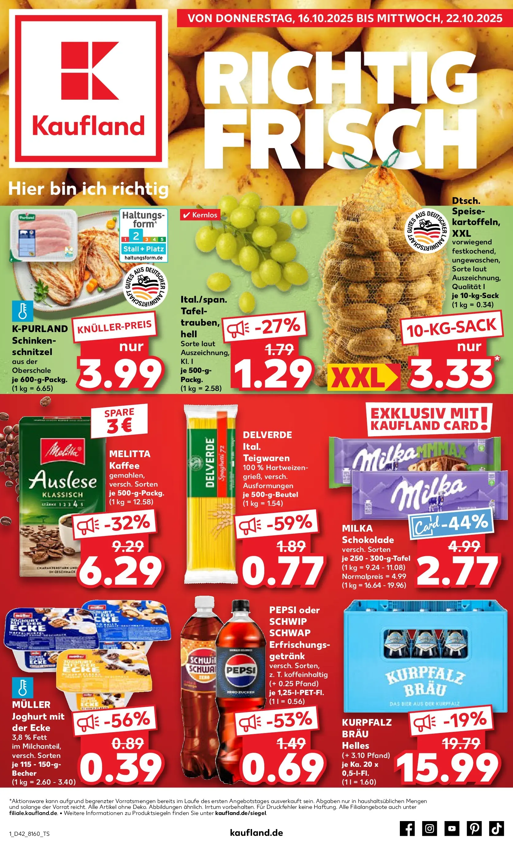 Prospekt Kaufland ab 15.10.2025 » Angebote und Werbung Online | Seite: 1 | Produkte: Melitta, Melitta kaffee, Milka, Pepsi Prospekt Kaufland ab 15.10.2025 » Angebote Online zum Blättern | Seite: 1 | Produkte: Melitta, Melitta kaffee, Milka, Pepsi