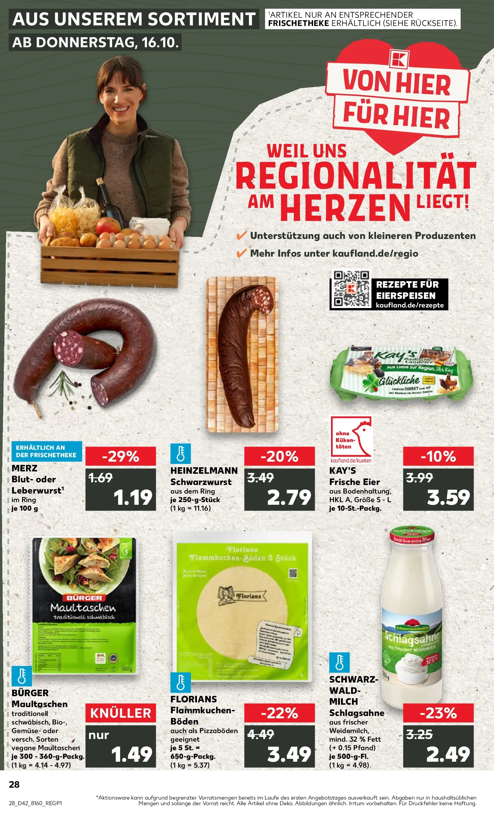 Prospekt Kaufland ab 15.10.2025 » Angebote und Werbung Online | Seite: 28 | Produkte: Milch, Eier, Burger, Gemüse Prospekt Kaufland ab 15.10.2025 » Angebote Online zum Blättern | Seite: 28 | Produkte: Milch, Eier, Burger, Gemüse