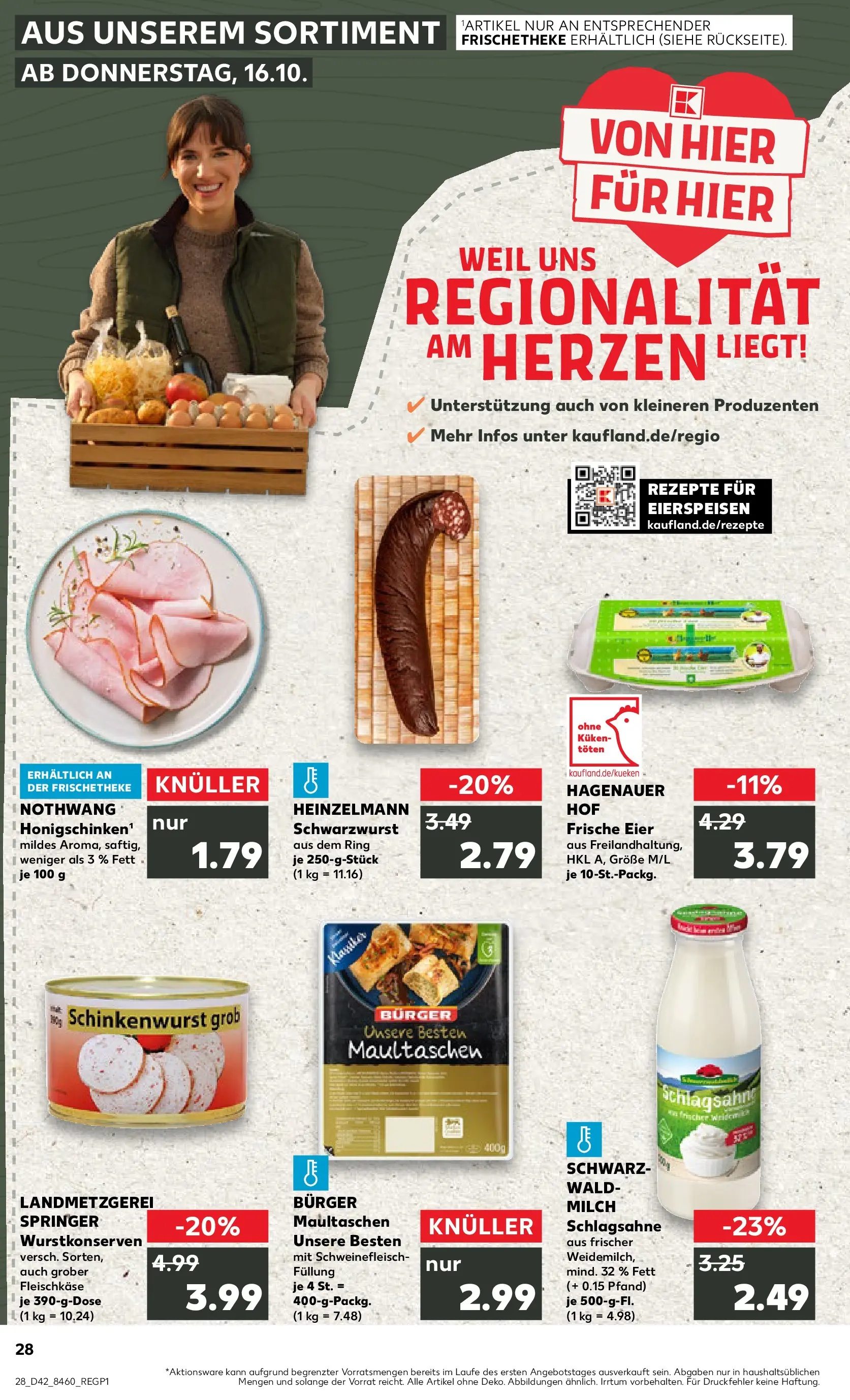 Prospekt Kaufland ab 15.10.2025 » Angebote Online zum Blättern | Seite: 28 | Produkte: Schlagsahne, Milch, Pasta, Maultaschen
