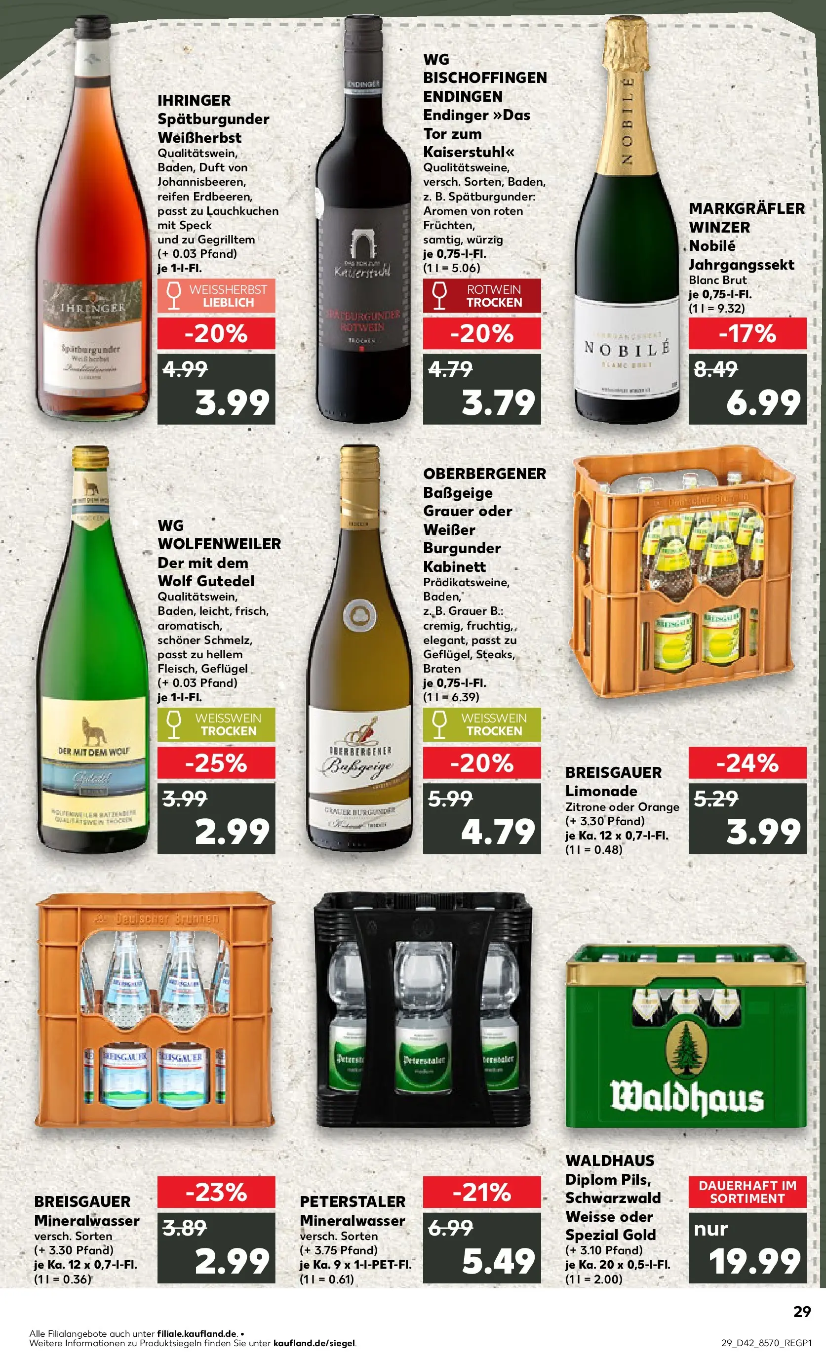 Prospekt Kaufland ab 15.10.2025 » Angebote und Werbung Online | Seite: 29 | Produkte: Weißwein, Weißwein trocken, Duft, Zitrone Prospekt Kaufland ab 15.10.2025 » Angebote Online zum Blättern | Seite: 29 | Produkte: Weißwein, Weißwein trocken, Duft, Zitrone