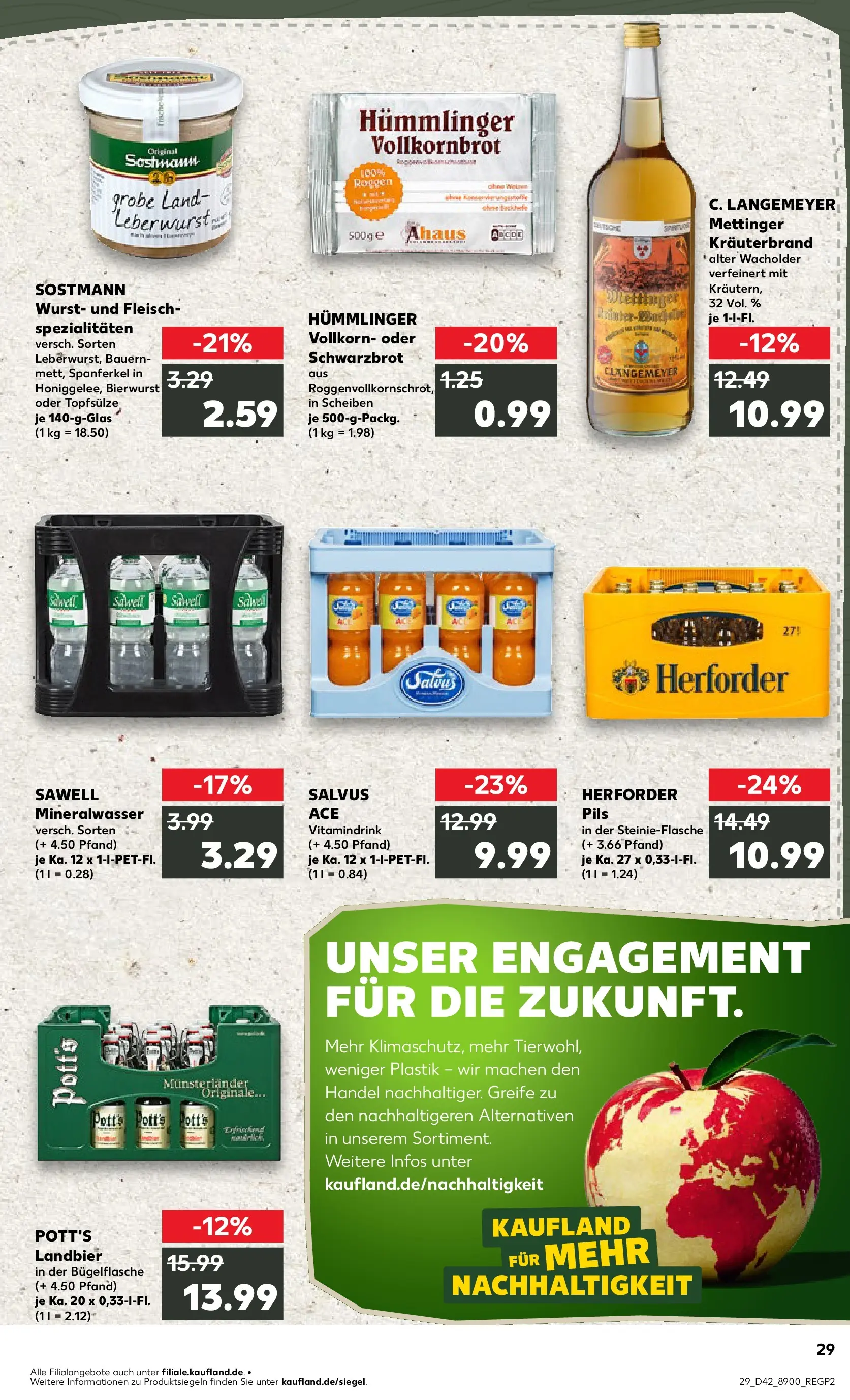 Prospekt Kaufland ab 15.10.2025 » Angebote und Werbung Online | Seite: 29 | Produkte: Vollkornbrot, Pils, Mineralwasser, Wurst Prospekt Kaufland ab 15.10.2025 » Angebote Online zum Blättern | Seite: 29 | Produkte: Vollkornbrot, Pils, Mineralwasser, Wurst