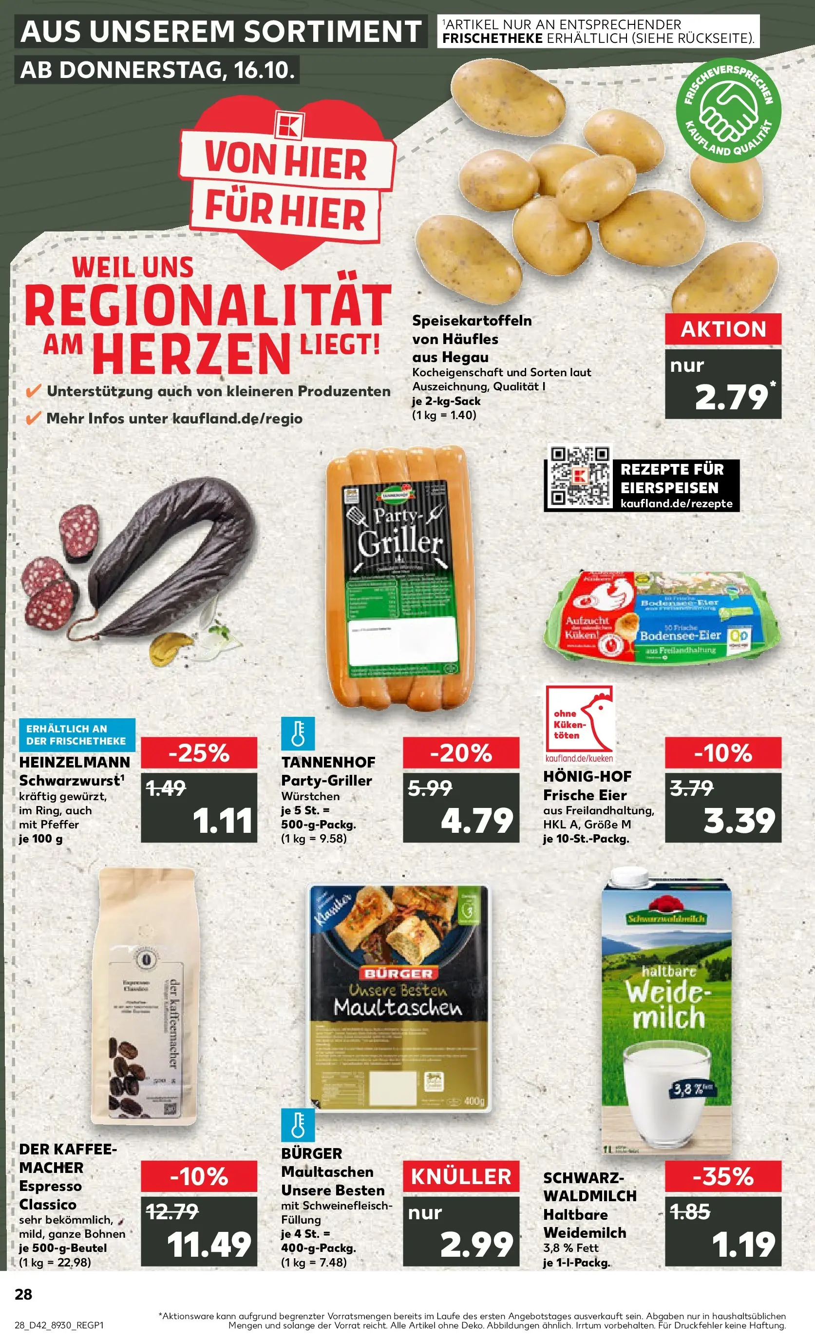 Prospekt Kaufland ab 15.10.2025 » Angebote und Werbung Online | Seite: 28 | Produkte: Milch, Kaffee, Burger, Pfeffer Prospekt Kaufland ab 15.10.2025 » Angebote Online zum Blättern | Seite: 28 | Produkte: Milch, Kaffee, Burger, Pfeffer