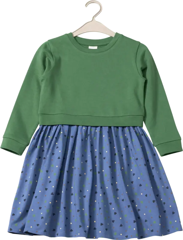 ALANA Kleid mit Herz-Muster, grün & blau, Gr. 122