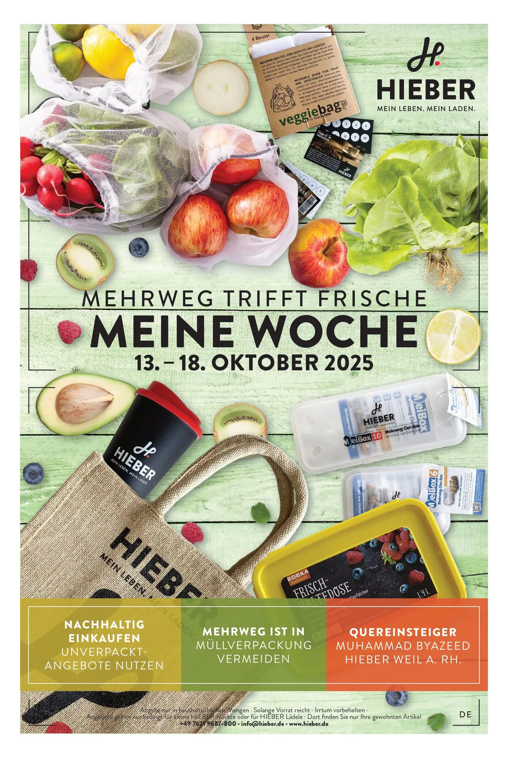 Entdecke - Hieber's Frischecenter: Meine Woche (ab 12.10.2025) zum Blättern | Seite: 1 | Produkte: Box, Gemüse