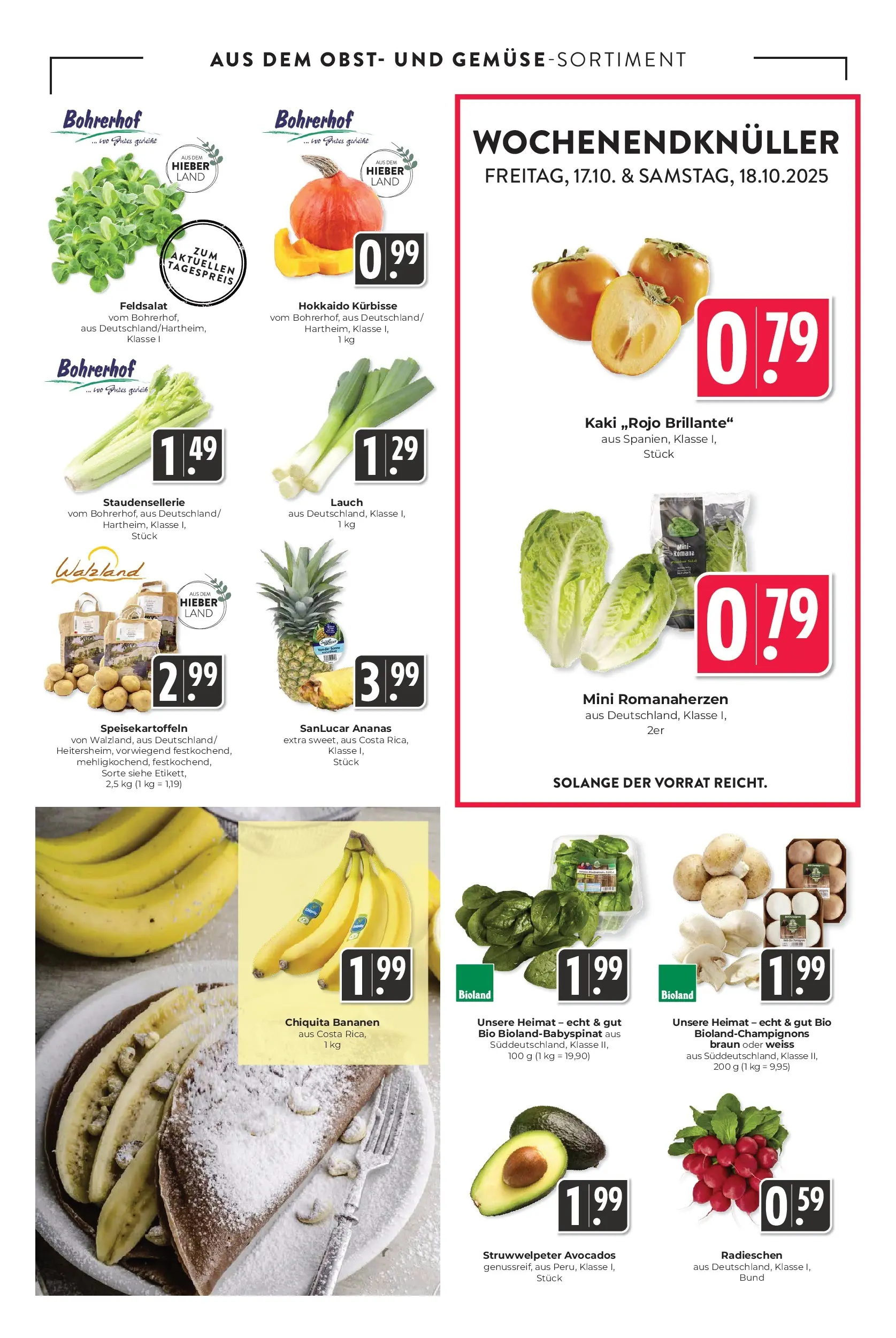 Entdecke - Hieber's Frischecenter: Meine Woche (ab 12.10.2025) zum Blättern | Seite: 7 | Produkte: Bananen, Ananas, Obst, Kaki