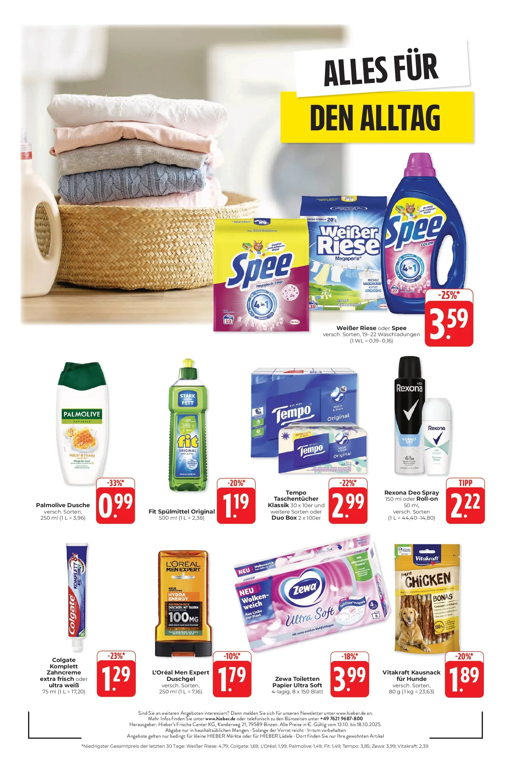 Entdecke - Hieber's Frischecenter: Meine Woche (ab 12.10.2025) zum Blättern | Seite: 16 | Produkte: Dusche, Zewa, Duschgel, Spee