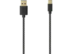 HAMA 201002 USB-C-Kabel, USB 2.0, vergoldet, Gewebe, 1,50 m; USB-Kabel