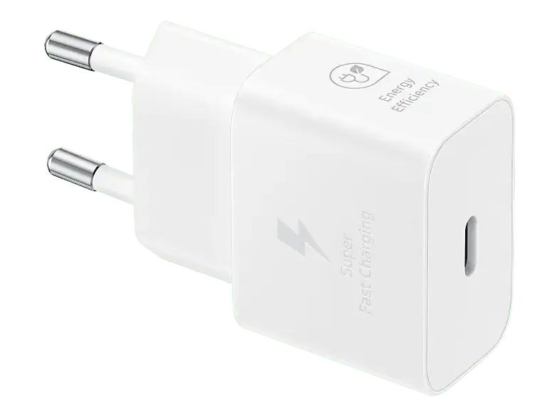 Samsung Ladegerät USB-C, Weiß (EP-T2510X); Schnellladeadapter mit Datenkabel