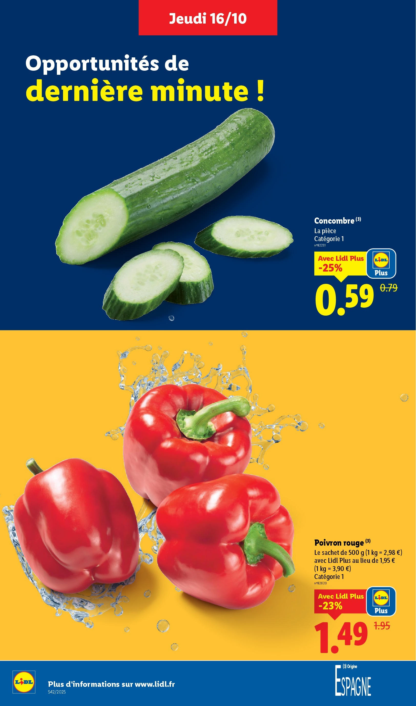 Catalogue LIDL du 16/10/2025 | Promo prospectus en ligne | Page: 4 | Produits: Concombre, Poivron