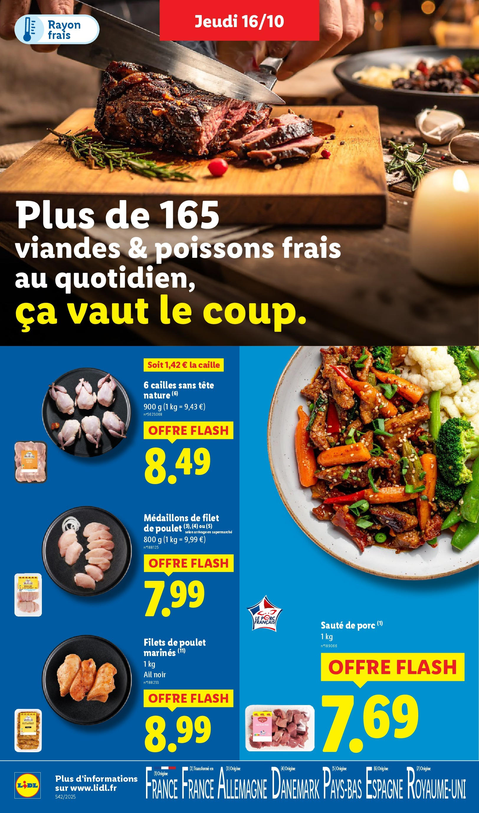 Catalogue LIDL du 16/10/2025 | Promo prospectus en ligne | Page: 6 | Produits: Ail, Cailles, Sauté de porc, Porc