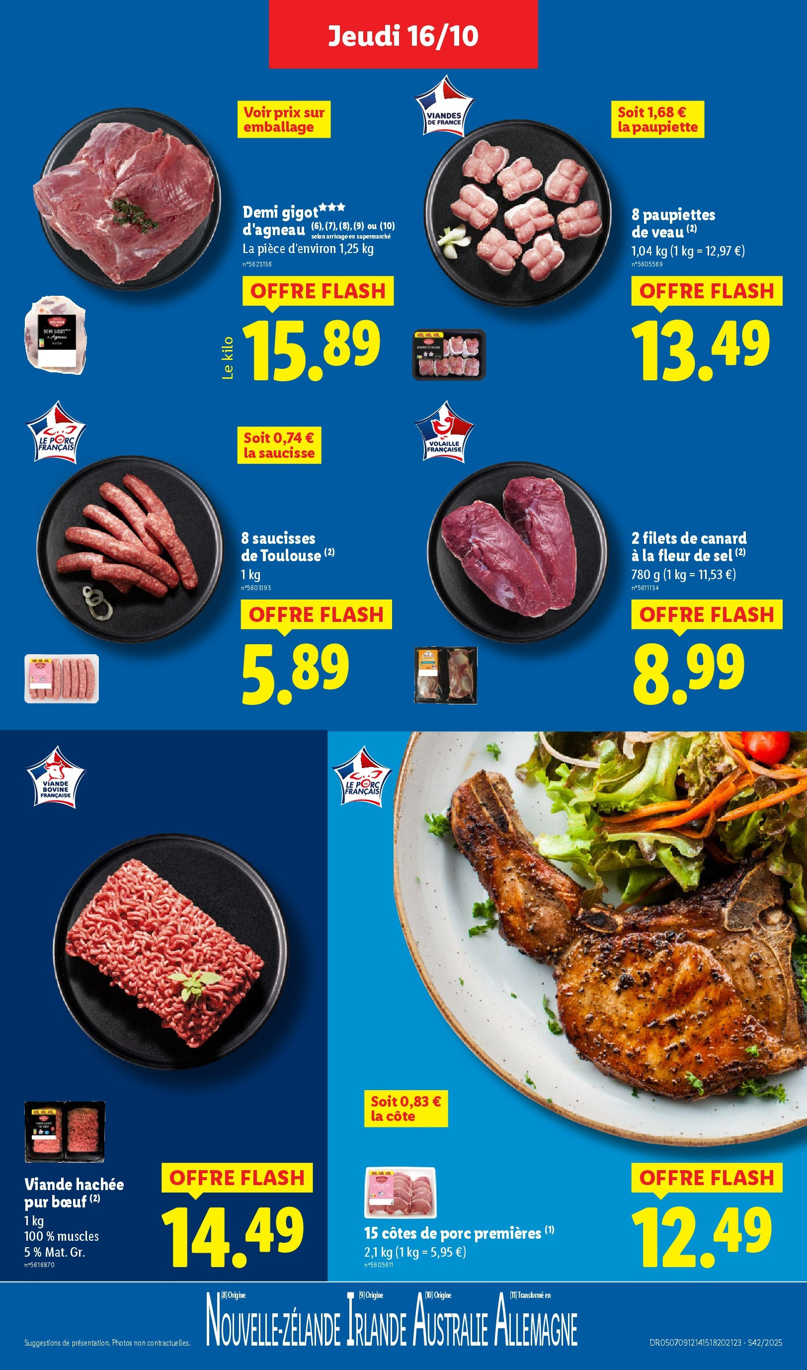 Catalogue LIDL du 16/10/2025 | Promo prospectus en ligne | Page: 7 | Produits: Gigot d'agneau, Saucisse, Porc, Viande bovine