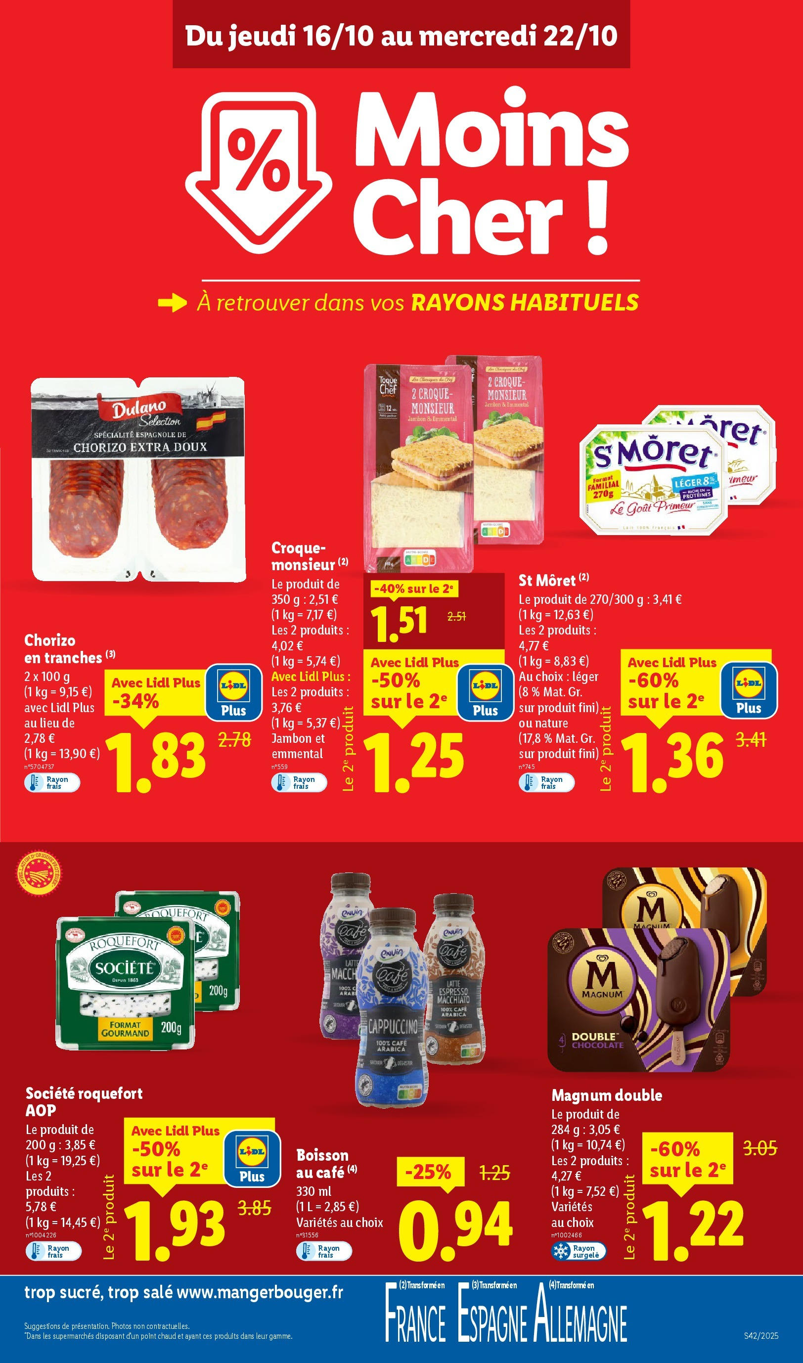 Catalogue LIDL du 16/10/2025 | Promo prospectus en ligne | Page: 11 | Produits: Chorizo, Sandwich, Emmental, Café