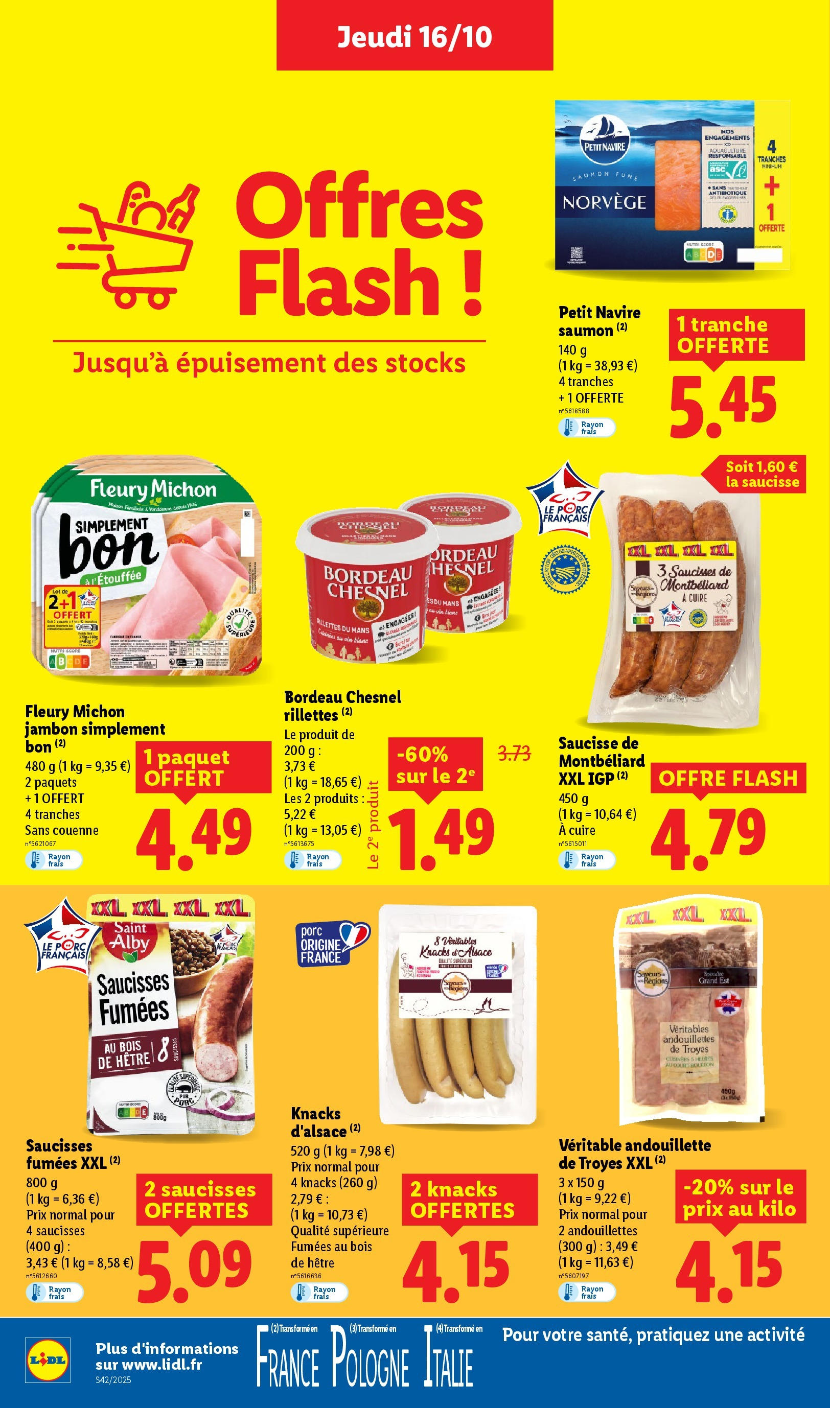 Catalogue LIDL du 16/10/2025 | Promo prospectus en ligne | Page: 14 | Produits: Saumon fumé, Jambon, Saucisse, Saumon