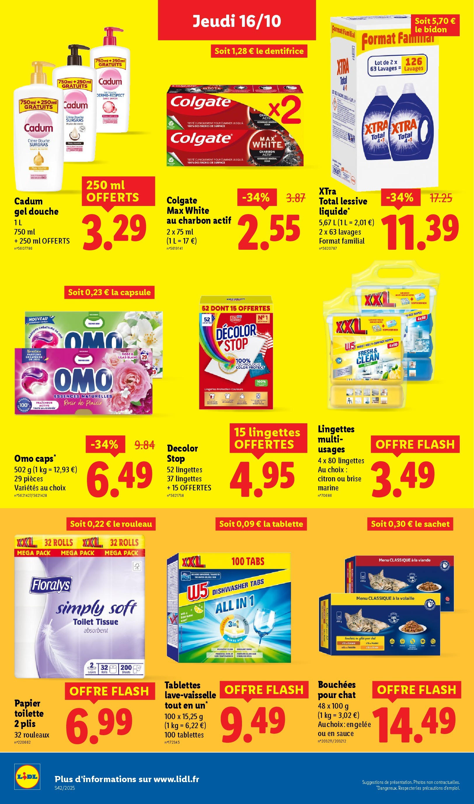 Catalogue LIDL du 16/10/2025 | Promo prospectus en ligne | Page: 18 | Produits: Dentifrice, Tablettes lave-vaisselle, Pois, Lessive
