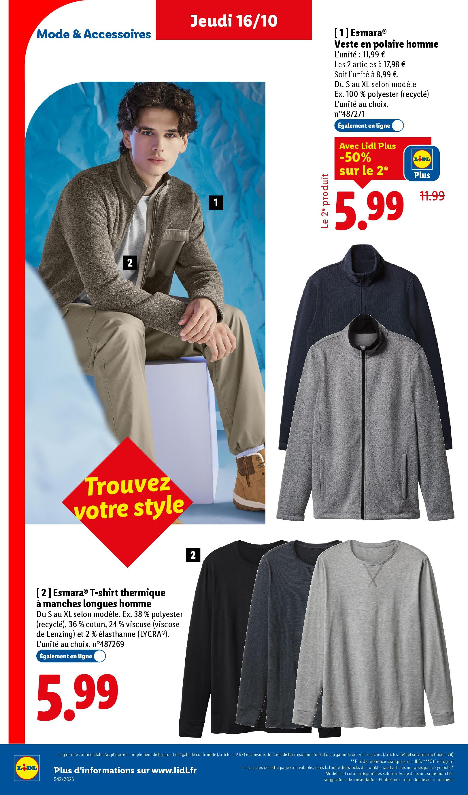 Catalogue LIDL du 16/10/2025 | Promo prospectus en ligne | Page: 38 | Produits: T-shirt, Veste