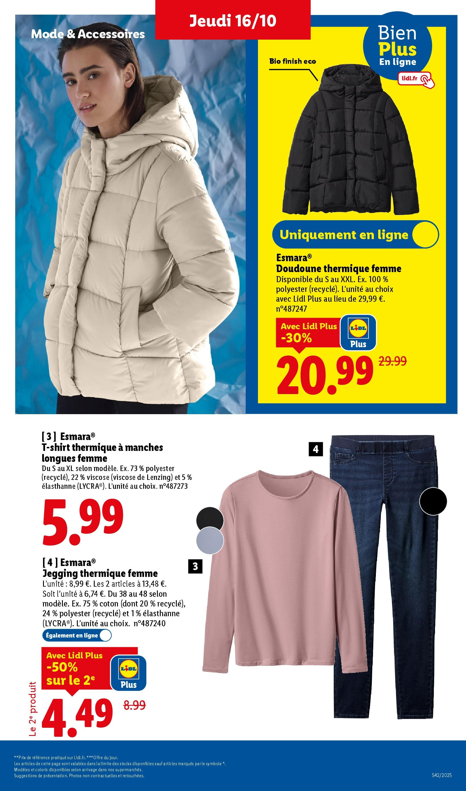 Catalogue LIDL du 16/10/2025 | Promo prospectus en ligne | Page: 39 | Produits: Coton, T-shirt, Doudoune
