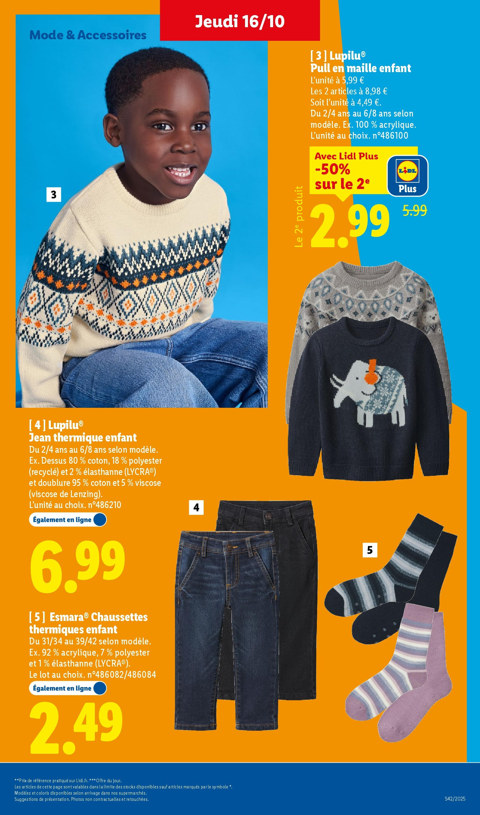 Catalogue LIDL du 16/10/2025 | Promo prospectus en ligne | Page: 45 | Produits: Jeans, Coton, Pull