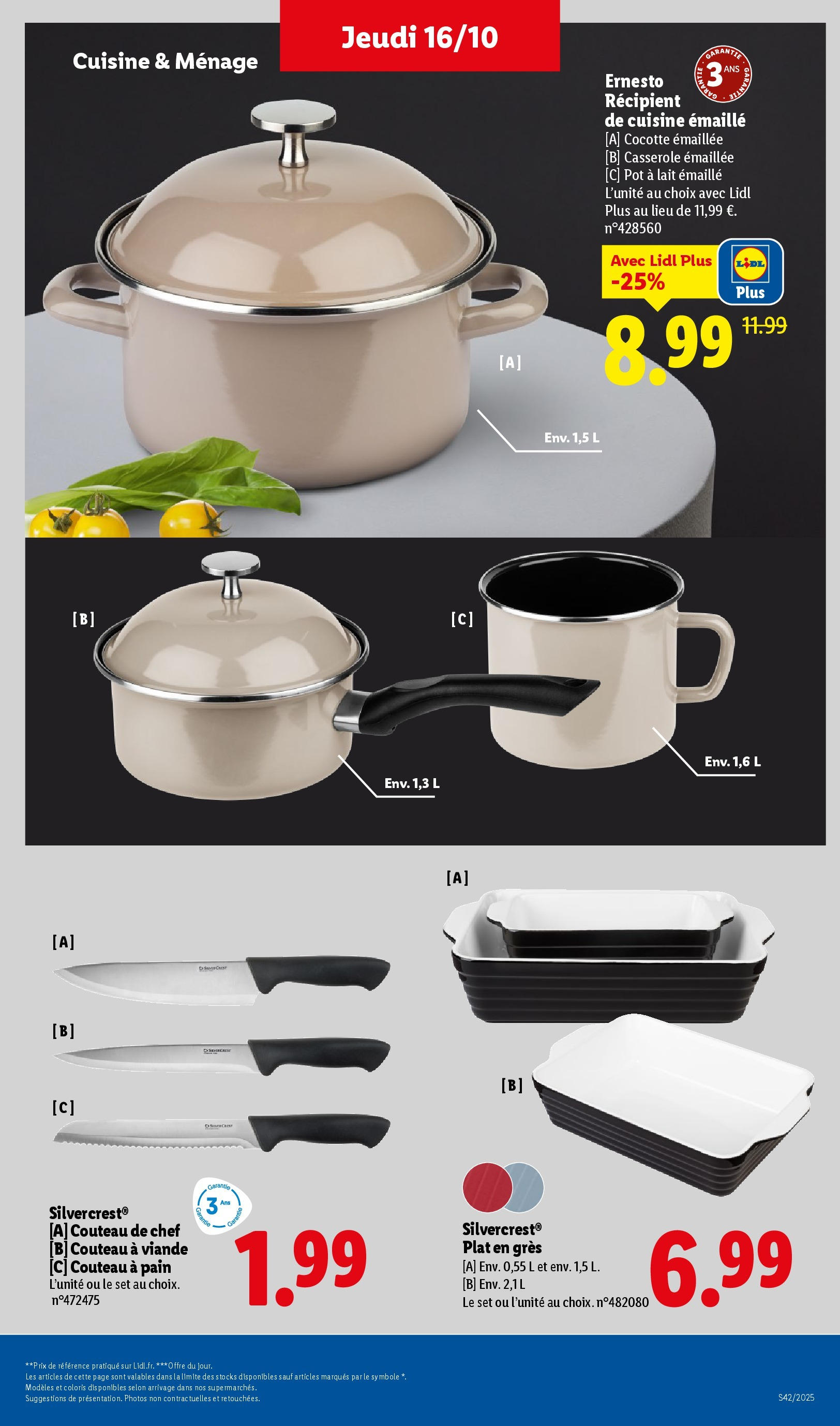 Catalogue LIDL du 16/10/2025 | Promo prospectus en ligne | Page: 49 | Produits: Couteau, Lait, Pain, Viande