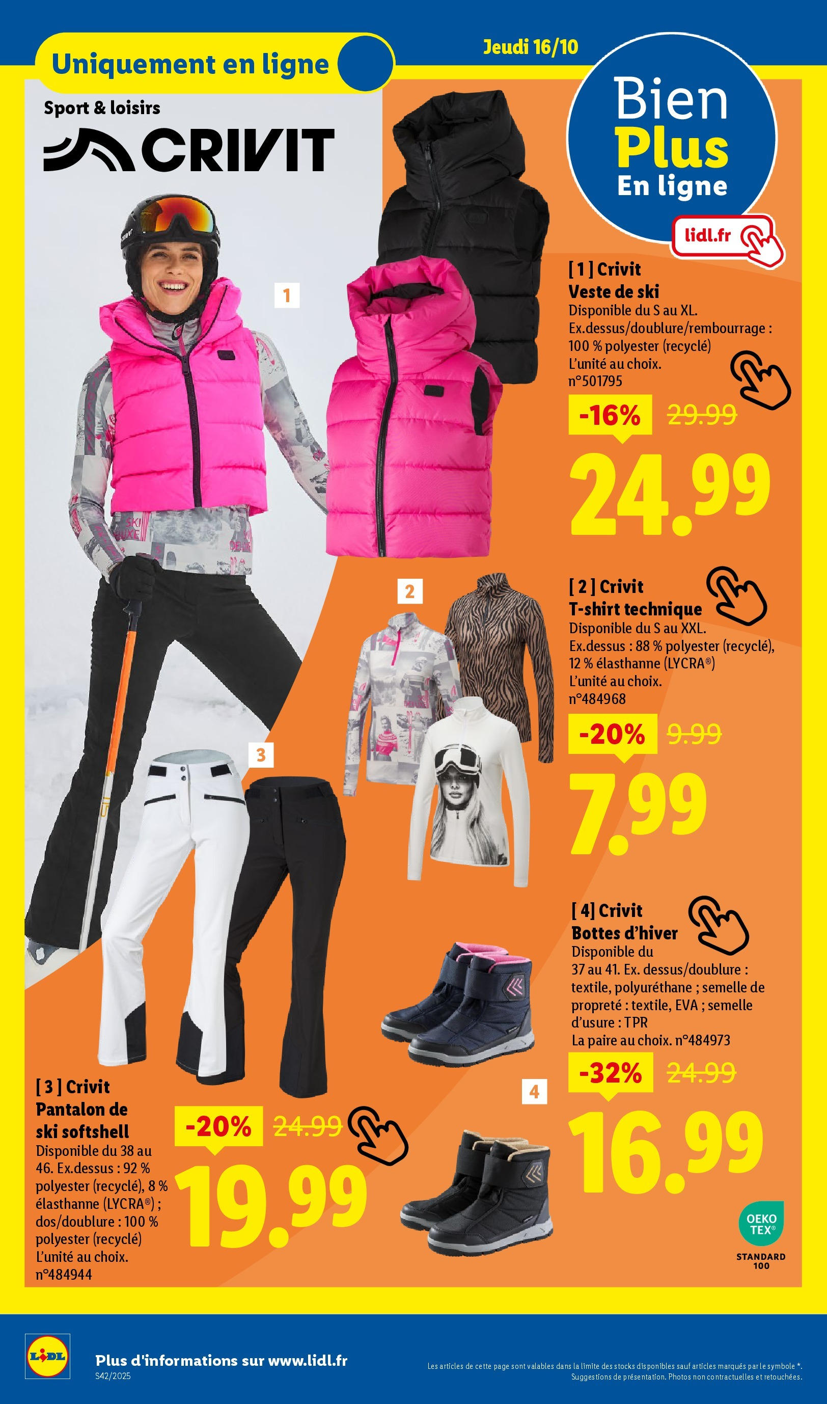 Catalogue LIDL du 16/10/2025 | Promo prospectus en ligne | Page: 50 | Produits: Veste de ski, Ski, Veste, Pantalon