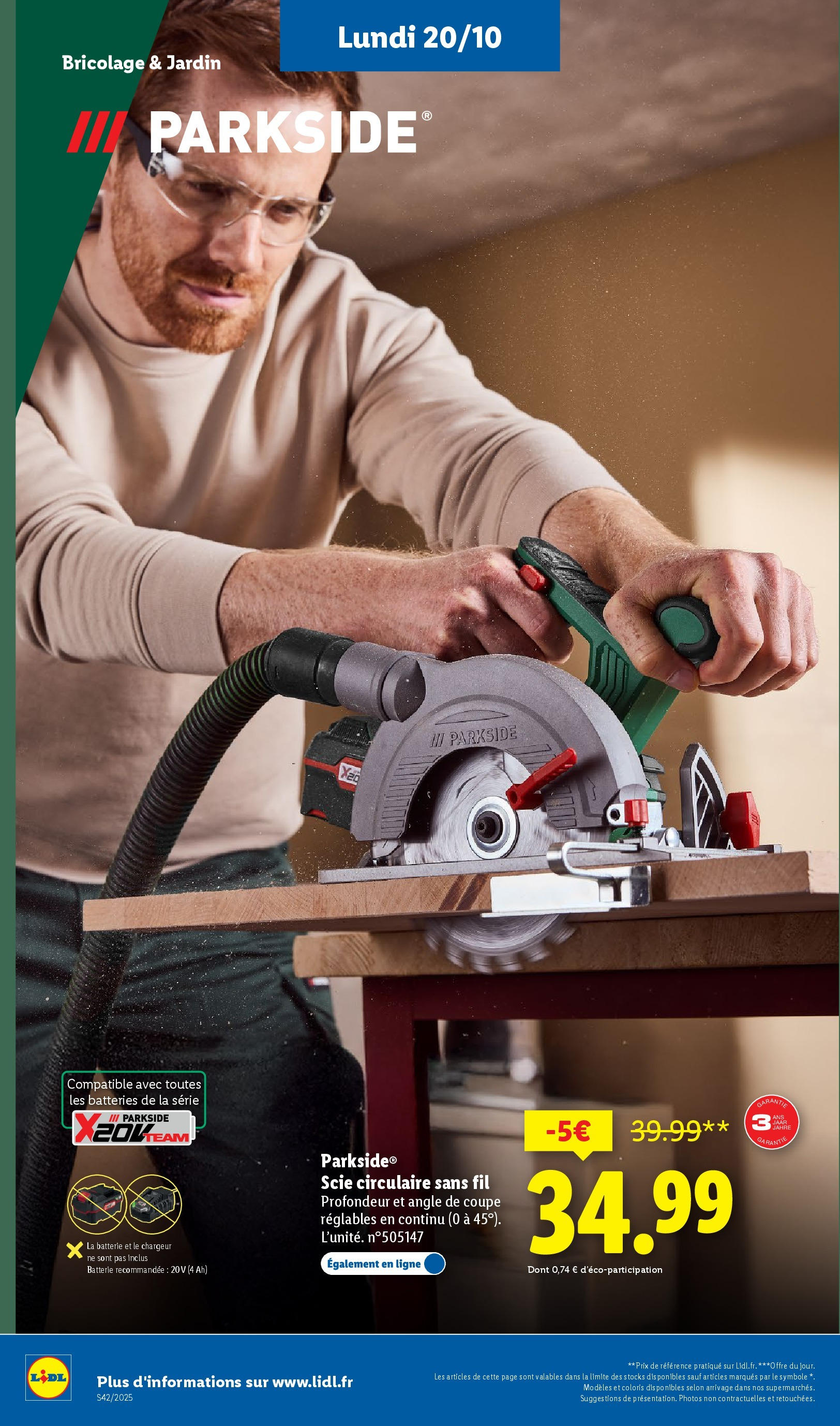 Catalogue LIDL du 16/10/2025 | Promo prospectus en ligne | Page: 56 | Produits: Scie circulaire, Batterie