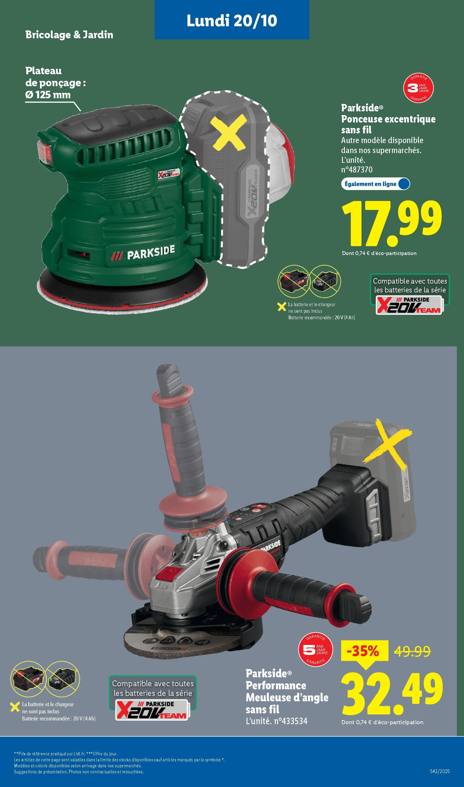 Catalogue LIDL du 16/10/2025 | Promo prospectus en ligne | Page: 57 | Produits: Meuleuse, Plateau, Ponceuse, Batterie