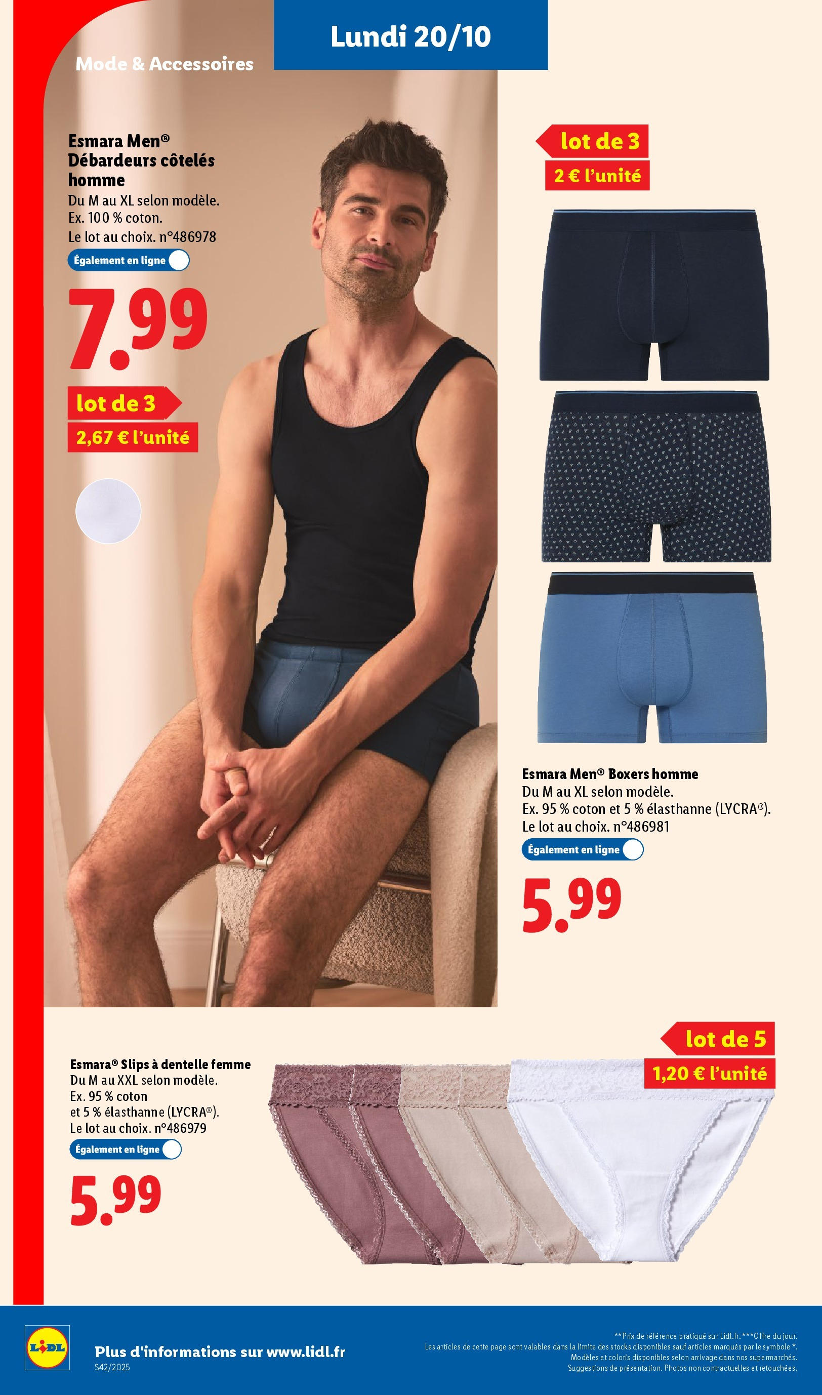 Catalogue LIDL du 16/10/2025 | Promo prospectus en ligne | Page: 68 | Produits: Coton, Slips