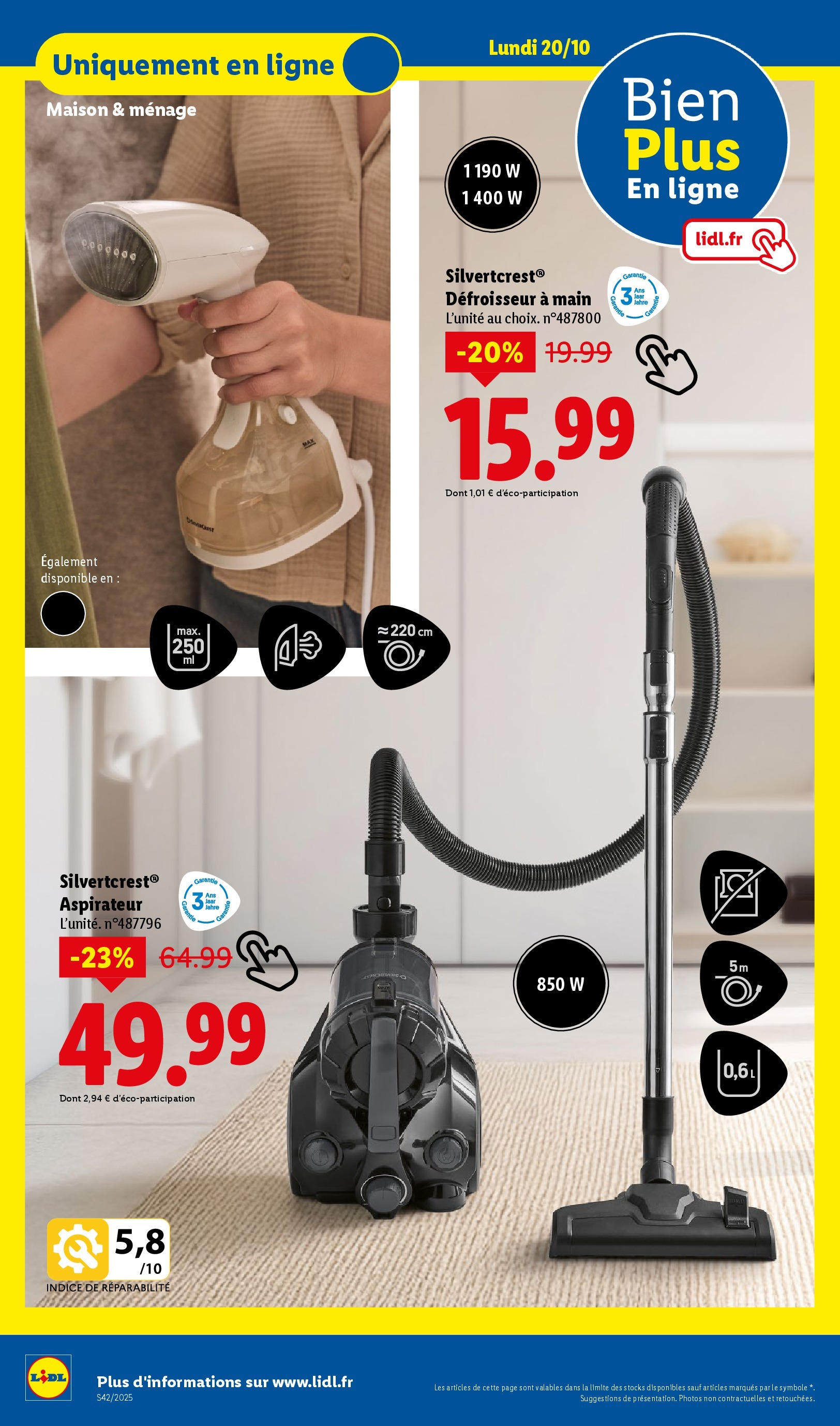 Catalogue LIDL du 16/10/2025 | Promo prospectus en ligne | Page: 76 | Produits: Aspirateur