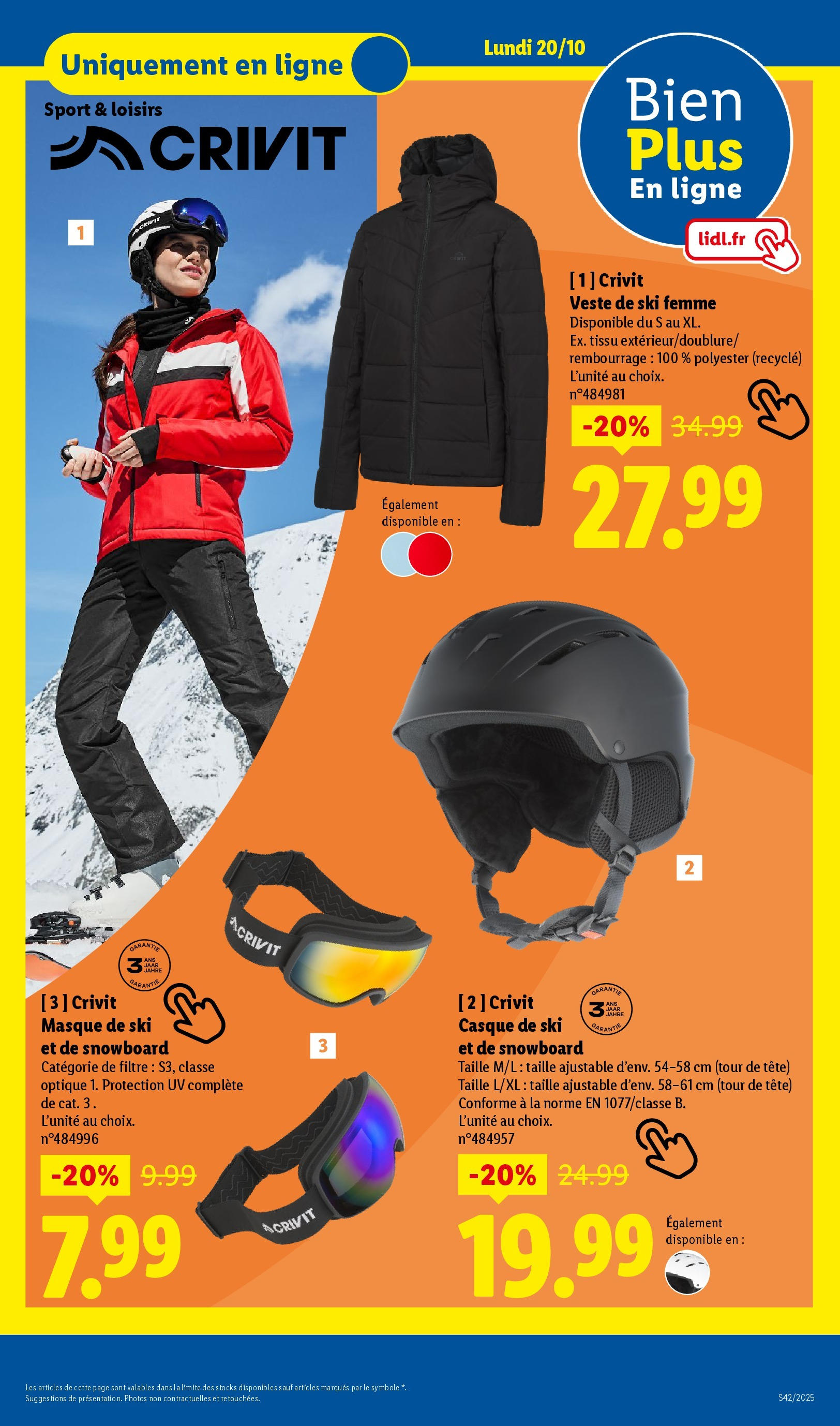 Catalogue LIDL du 16/10/2025 | Promo prospectus en ligne | Page: 77 | Produits: Filtre, Casque de ski, Veste de ski, Masque