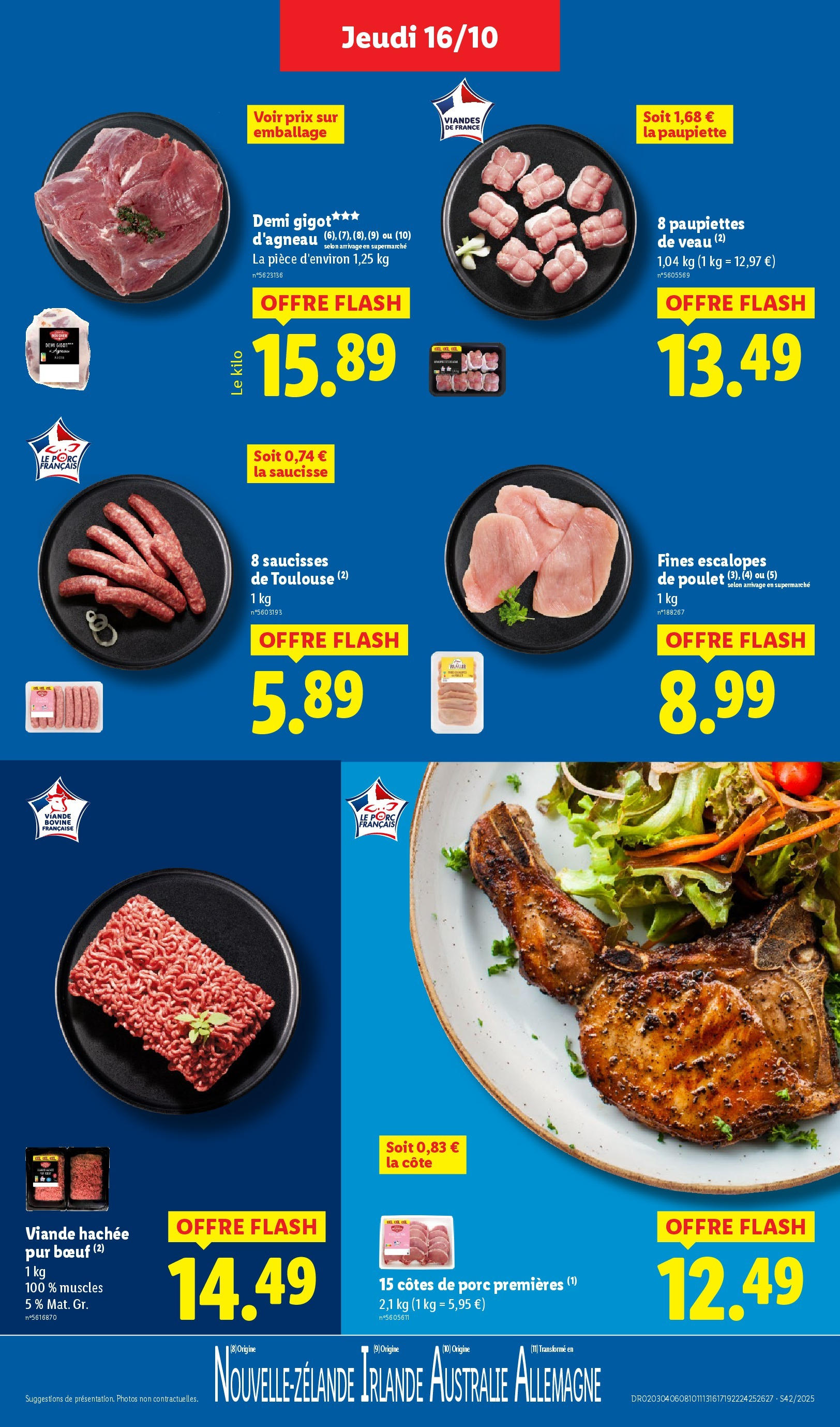 Catalogue LIDL du 16/10/2025 | Promo prospectus en ligne | Page: 7 | Produits: Viande hachée, Paupiettes de veau, Viande, Ribs